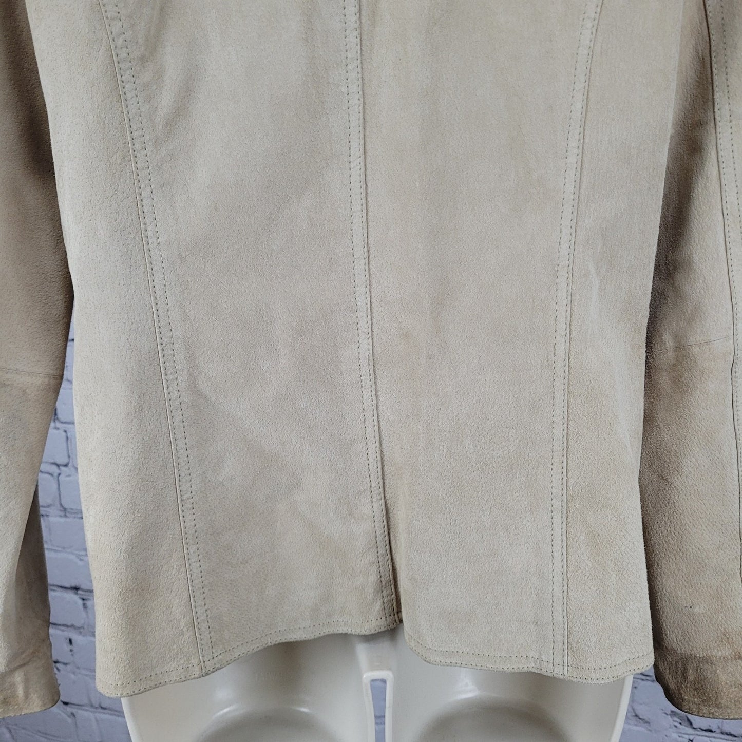 Peck & Peck Tan Genuine Suede Leather Collared Lined Jacket Size Medium M