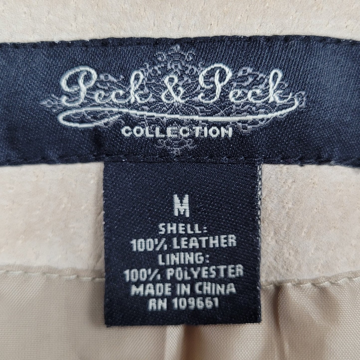 Peck & Peck Tan Genuine Suede Leather Collared Lined Jacket Size Medium M
