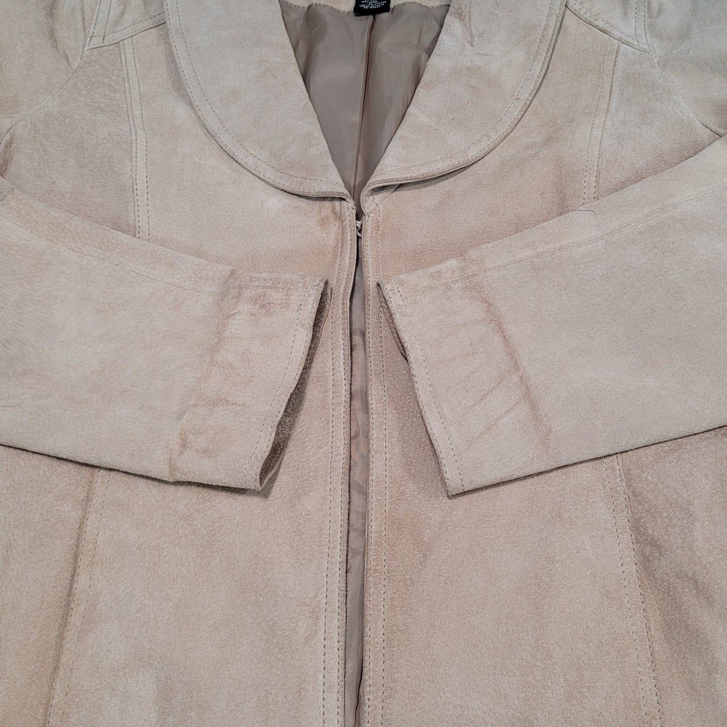 Peck & Peck Tan Genuine Suede Leather Collared Lined Jacket Size Medium M