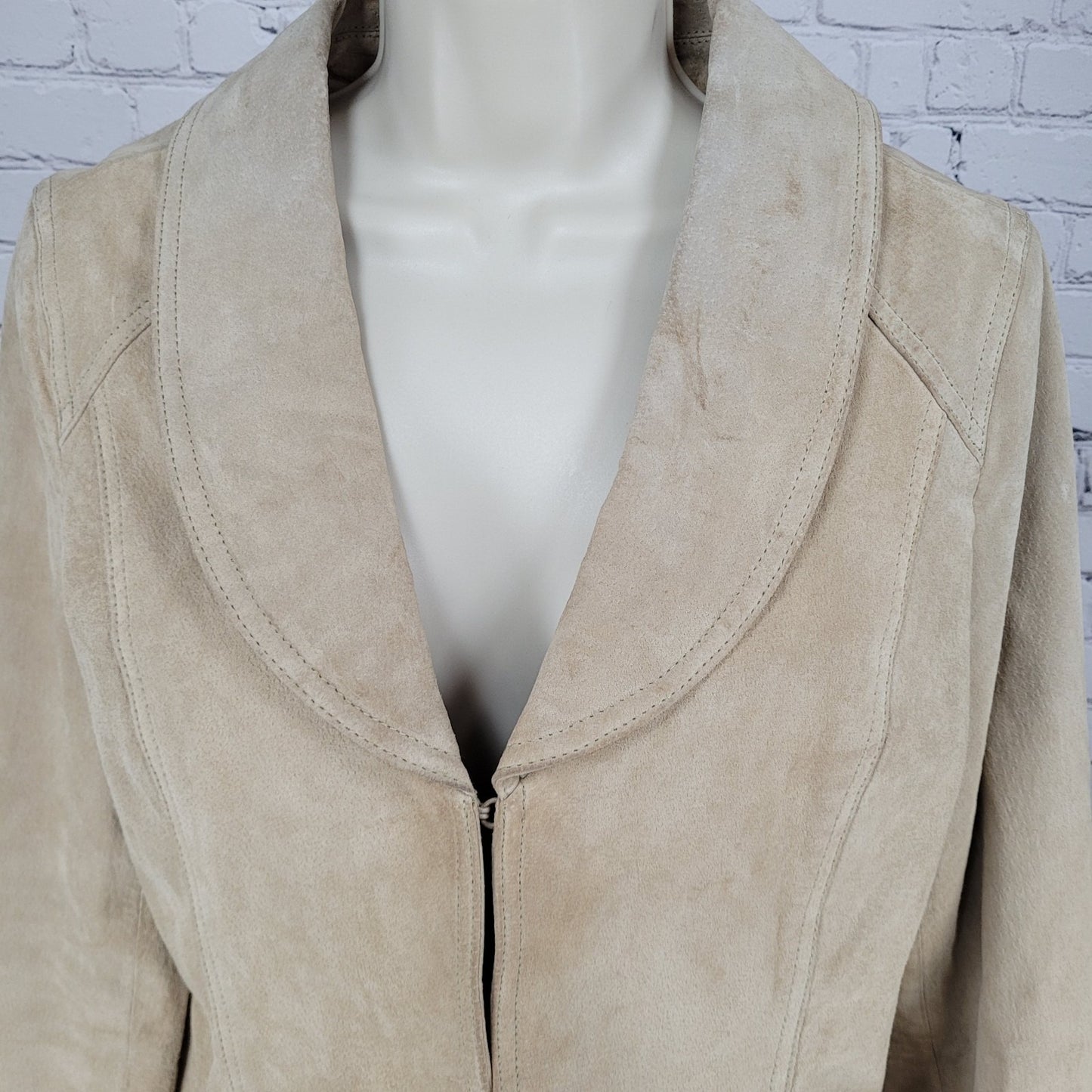 Peck & Peck Tan Genuine Suede Leather Collared Lined Jacket Size Medium M