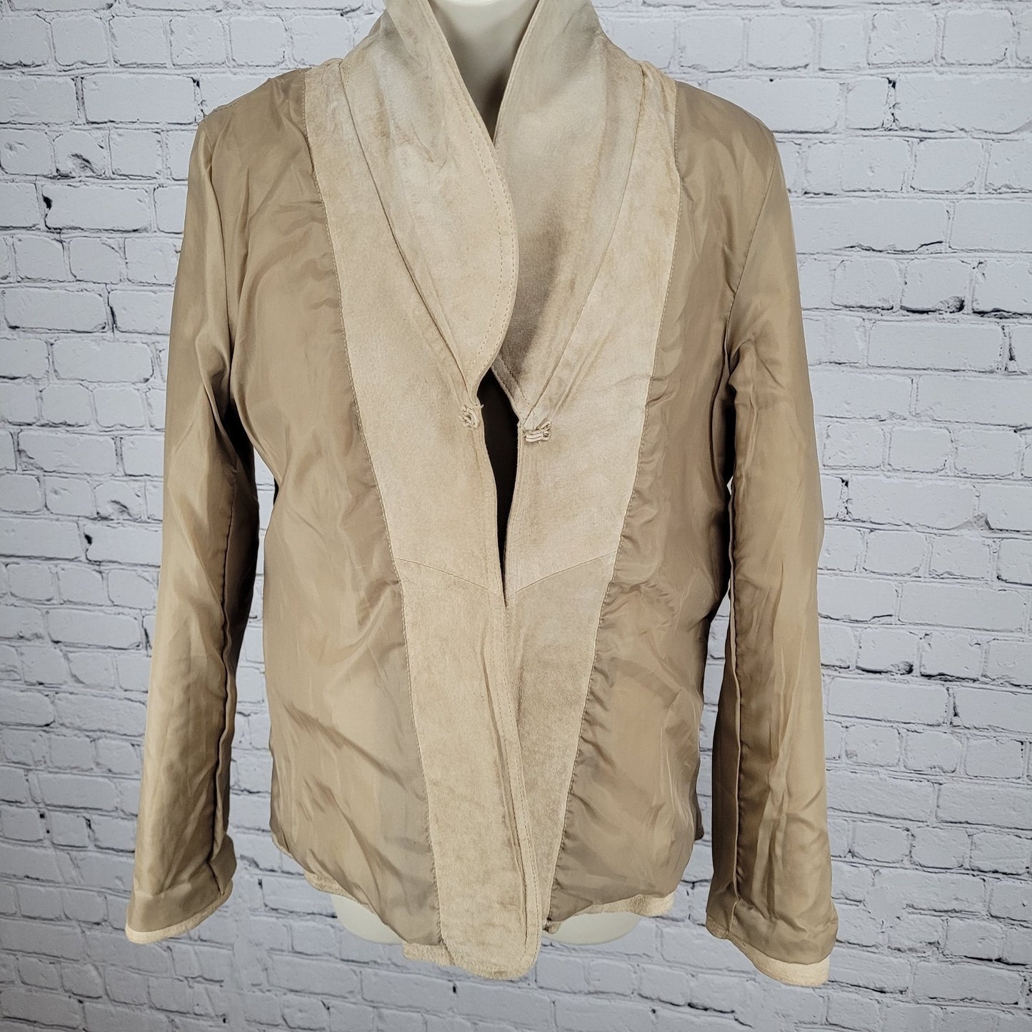 Peck & Peck Tan Genuine Suede Leather Collared Lined Jacket Size Medium M