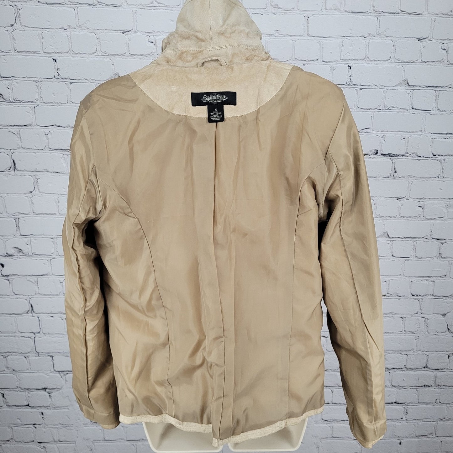 Peck & Peck Tan Genuine Suede Leather Collared Lined Jacket Size Medium M