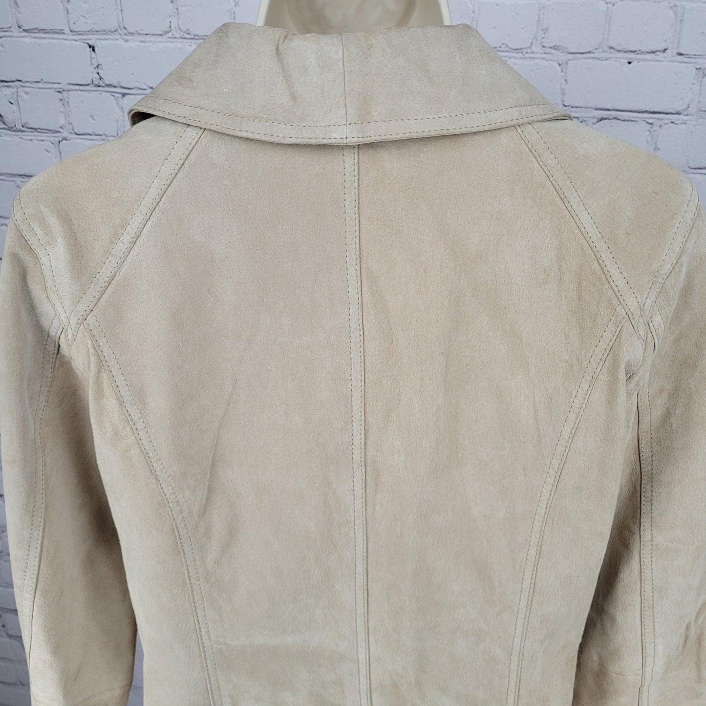 Peck & Peck Tan Genuine Suede Leather Collared Lined Jacket Size Medium M