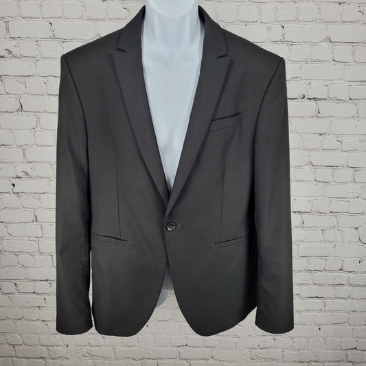 Zara Man Black 1 Button Double Vented Notch Blazer Sport Coat Formal Jacket 40