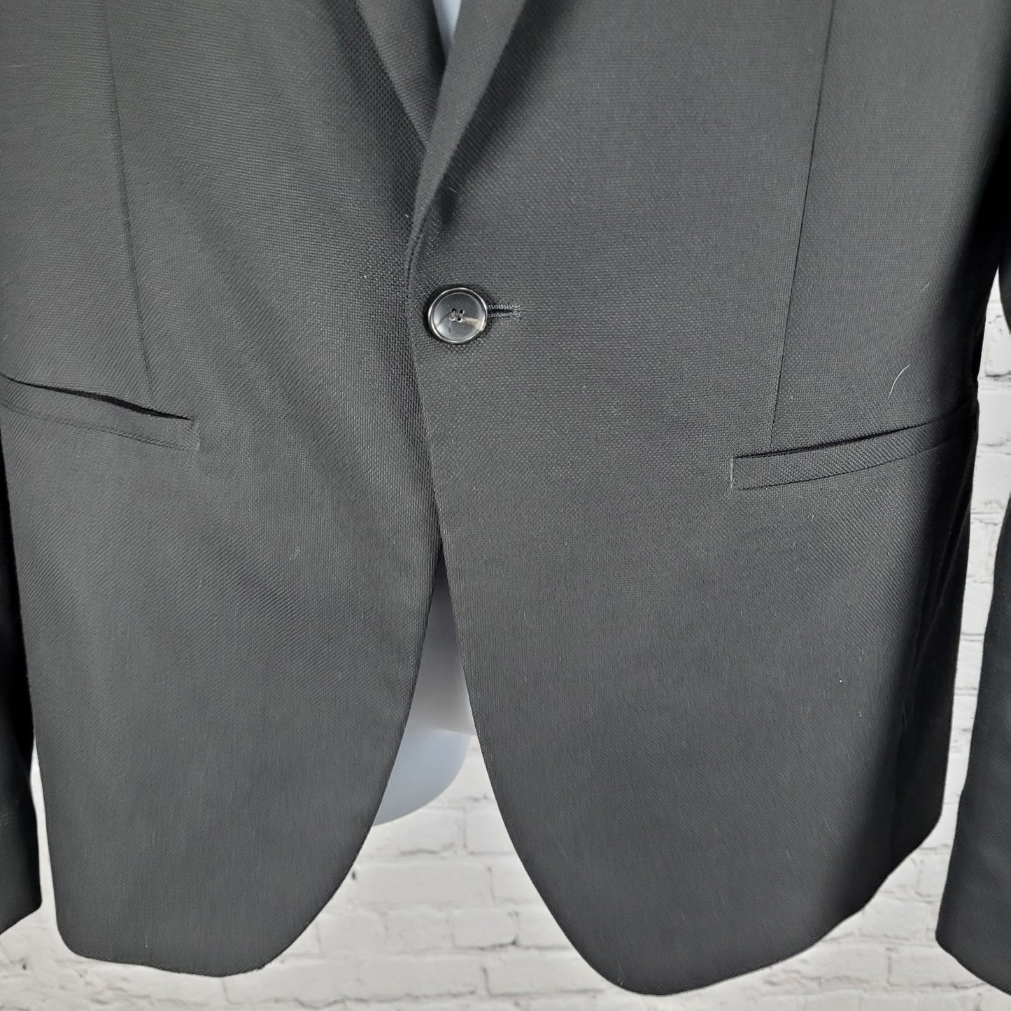Zara Man Black 1 Button Double Vented Notch Blazer Sport Coat Formal Jacket 40