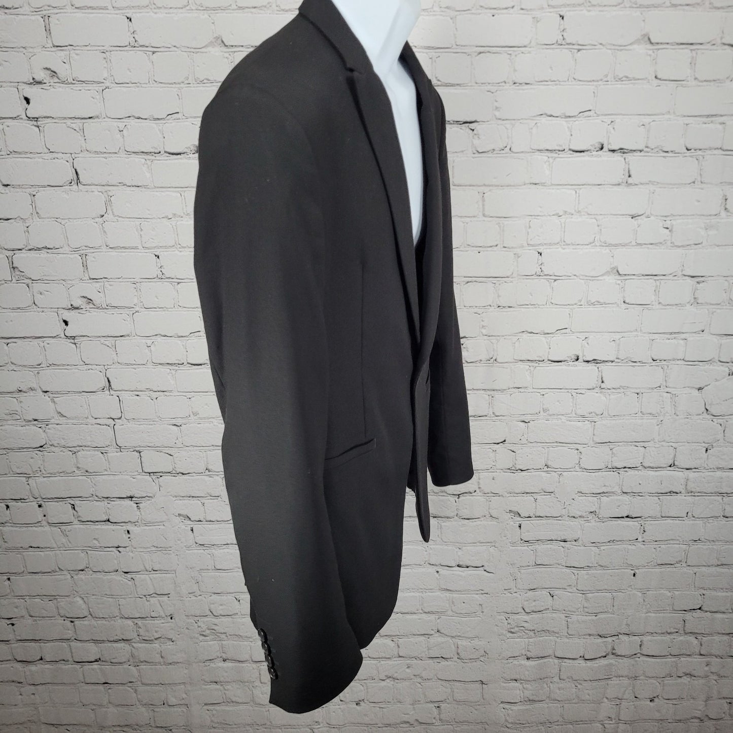 Zara Man Black 1 Button Double Vented Notch Blazer Sport Coat Formal Jacket 40
