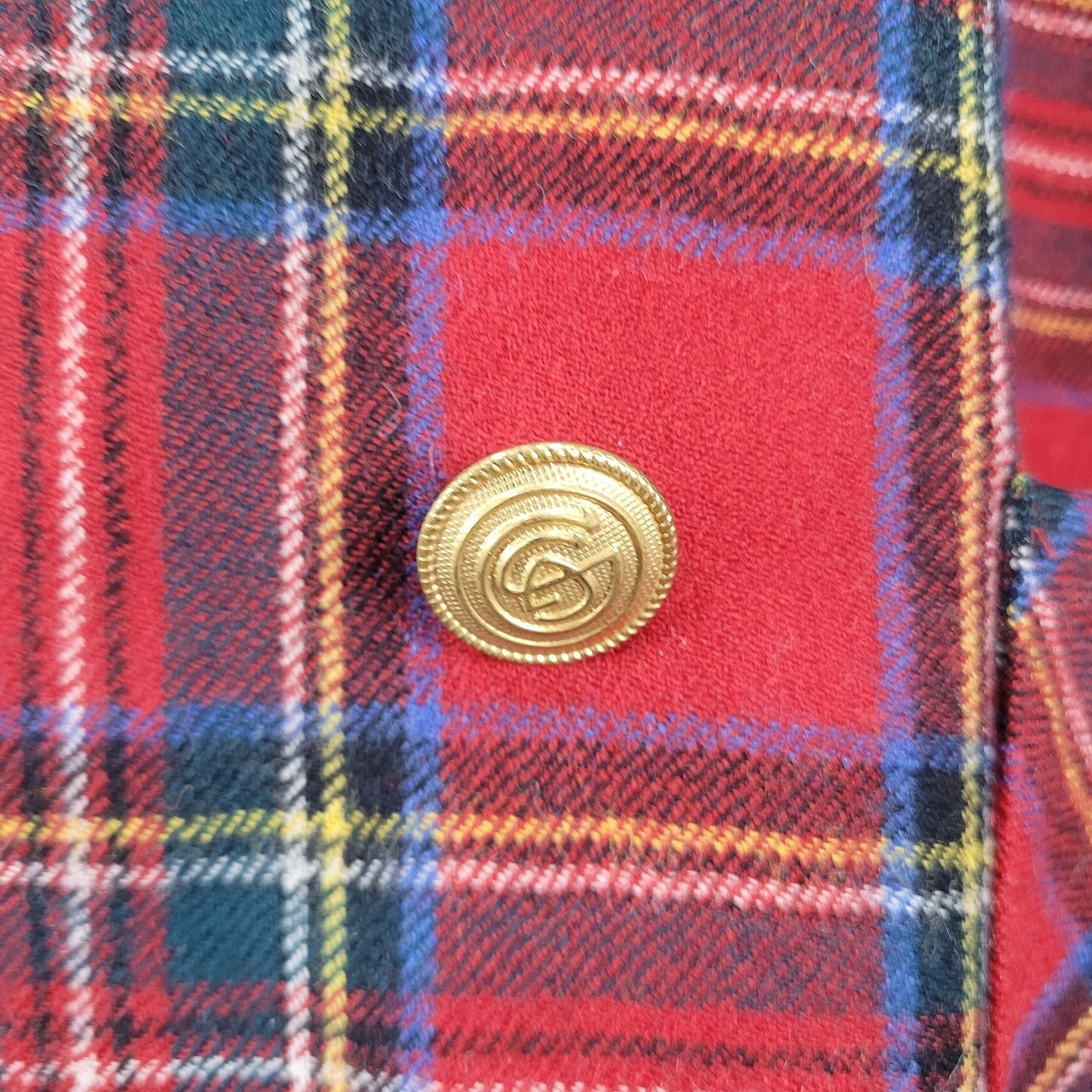Giorgio Sant'Angelo Red Plaid 100% Wool Double Breasted Blazer Jacket Size 22