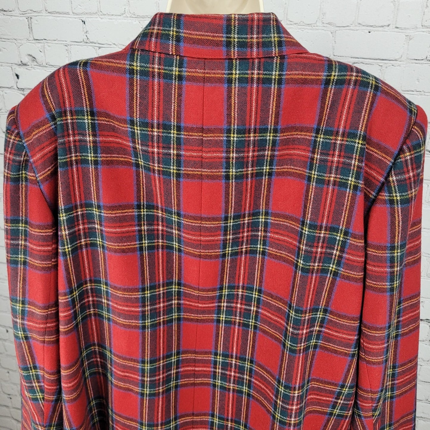 Giorgio Sant'Angelo Red Plaid 100% Wool Double Breasted Blazer Jacket Size 22