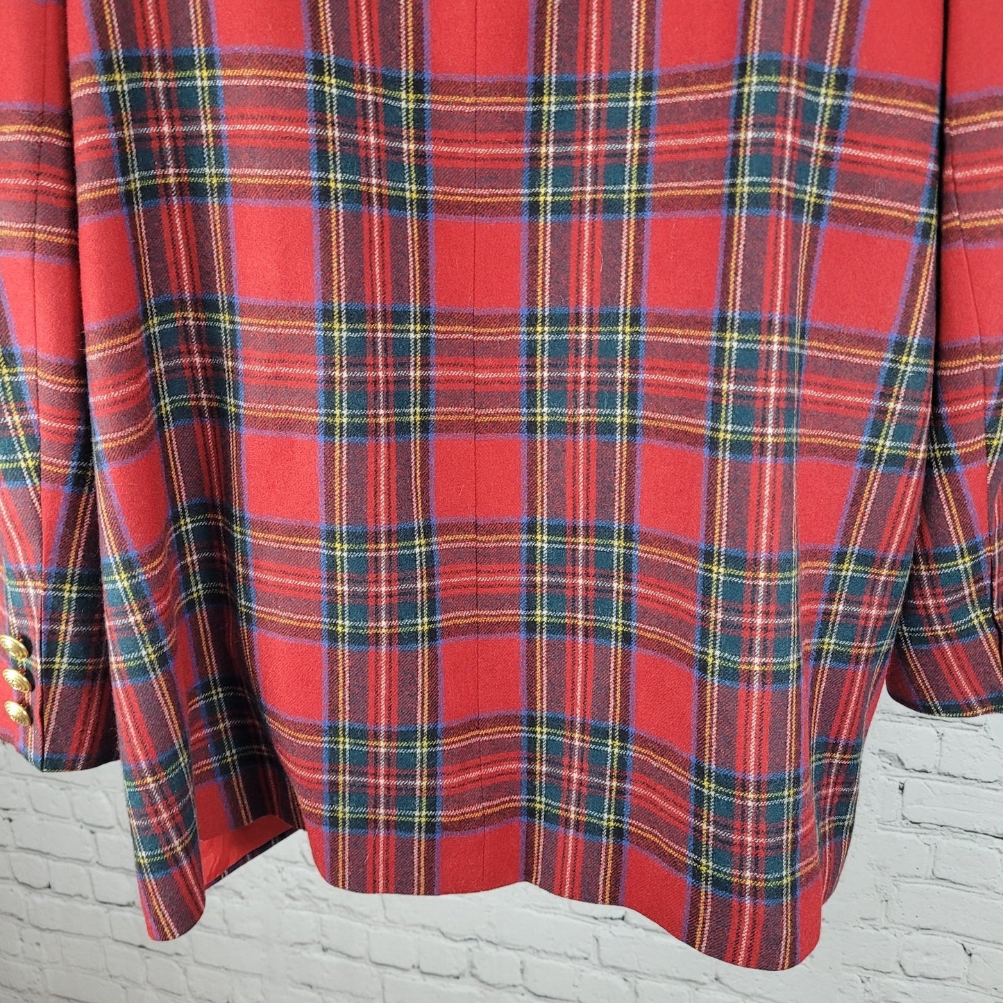 Giorgio Sant'Angelo Red Plaid 100% Wool Double Breasted Blazer Jacket Size 22