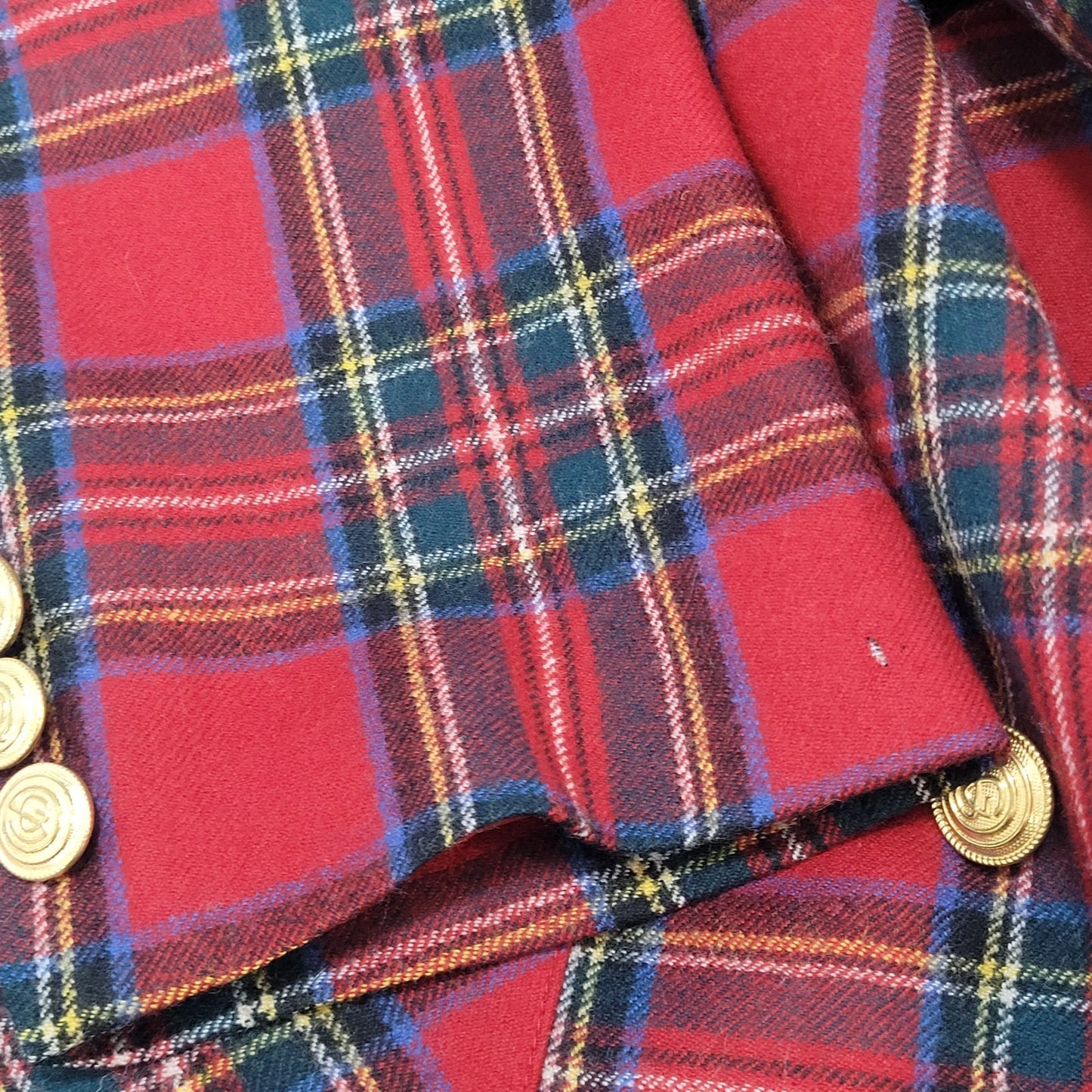 Giorgio Sant'Angelo Red Plaid 100% Wool Double Breasted Blazer Jacket Size 22