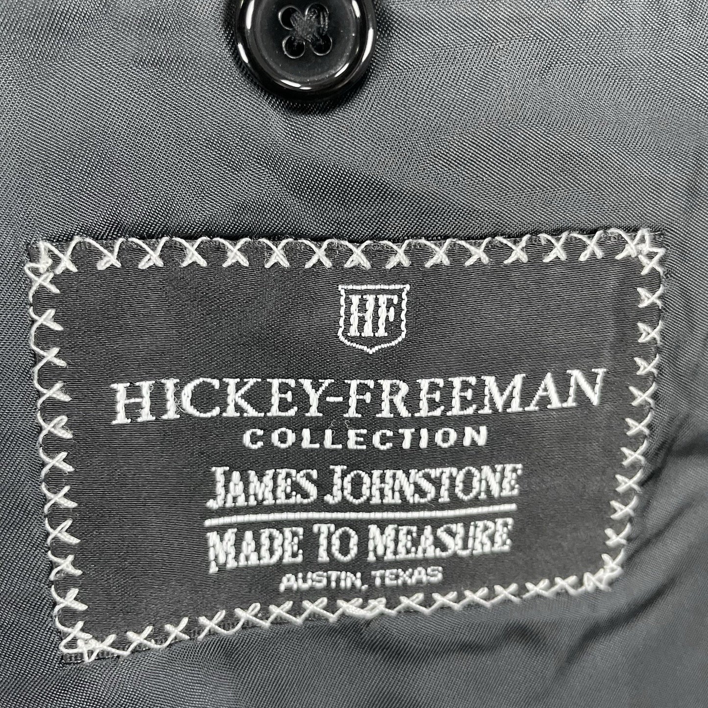 Hickey Freeman Dark Grey Pinstriped 2 Button Blazer Sport Coat USA Made Size 43L