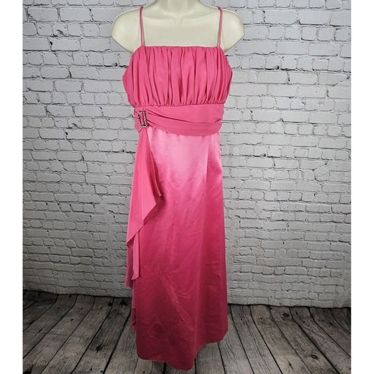 VTG Juliet Fashion Milex Pink Satin Chiffon Empire Waist Strappy Maxi Dress 2XL