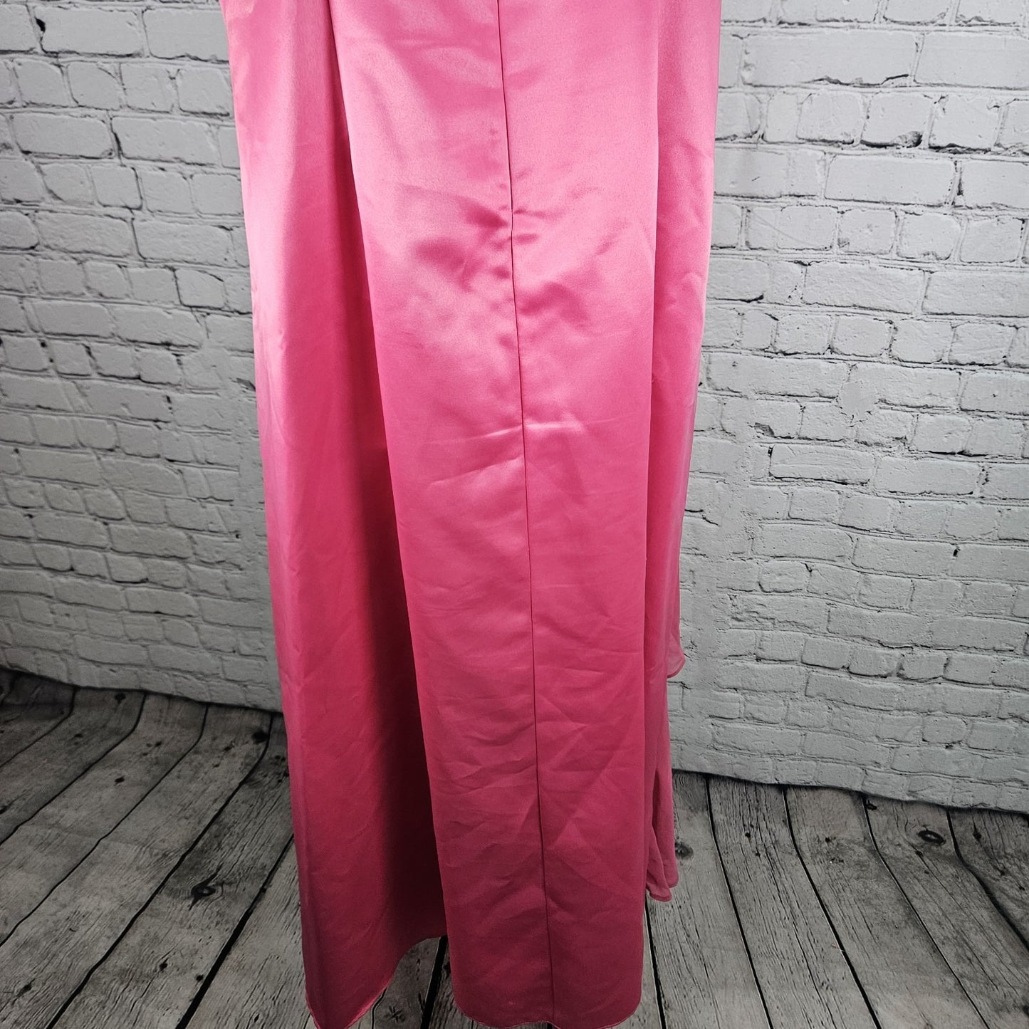 VTG Juliet Fashion Milex Pink Satin Chiffon Empire Waist Strappy Maxi Dress 2XL