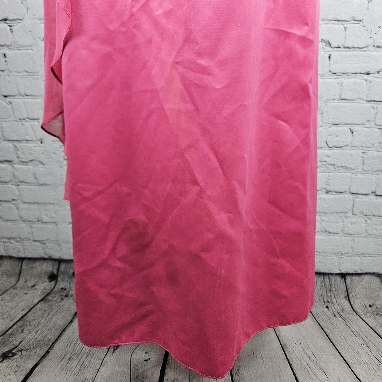 VTG Juliet Fashion Milex Pink Satin Chiffon Empire Waist Strappy Maxi Dress 2XL