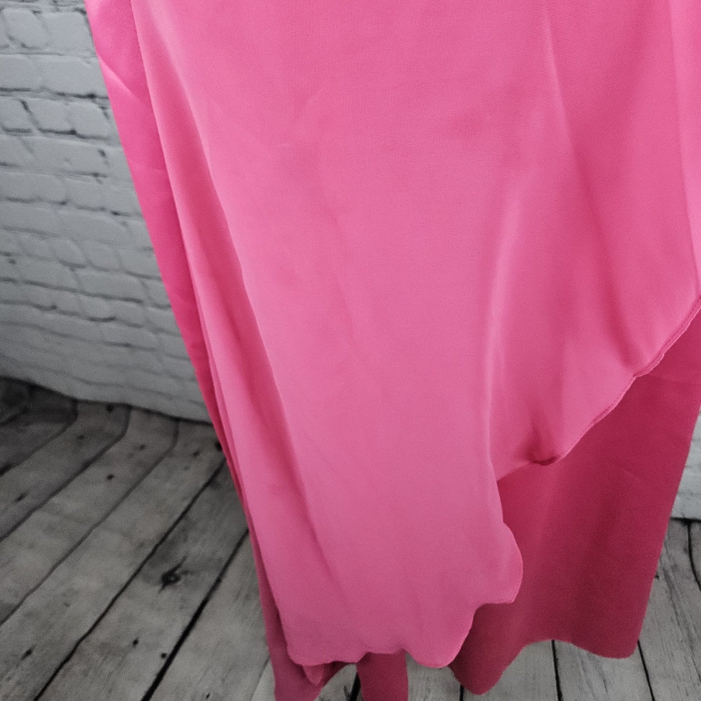 VTG Juliet Fashion Milex Pink Satin Chiffon Empire Waist Strappy Maxi Dress 2XL