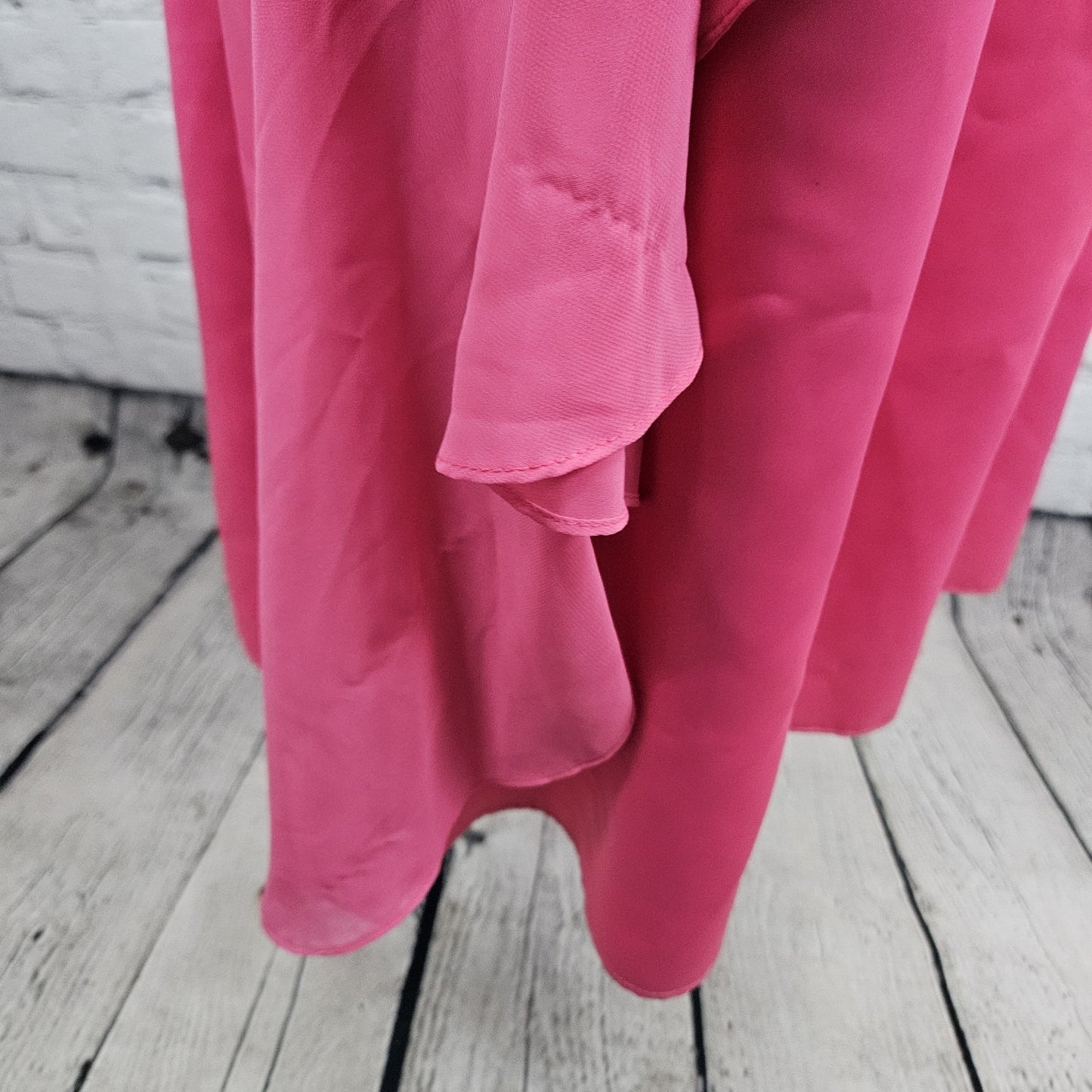 VTG Juliet Fashion Milex Pink Satin Chiffon Empire Waist Strappy Maxi Dress 2XL