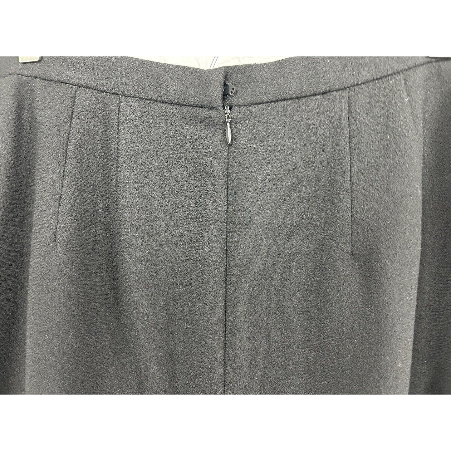 VTG Unbranded Black 100% Wool Midi Length Lined Pencil Skirt Women’s Size 8