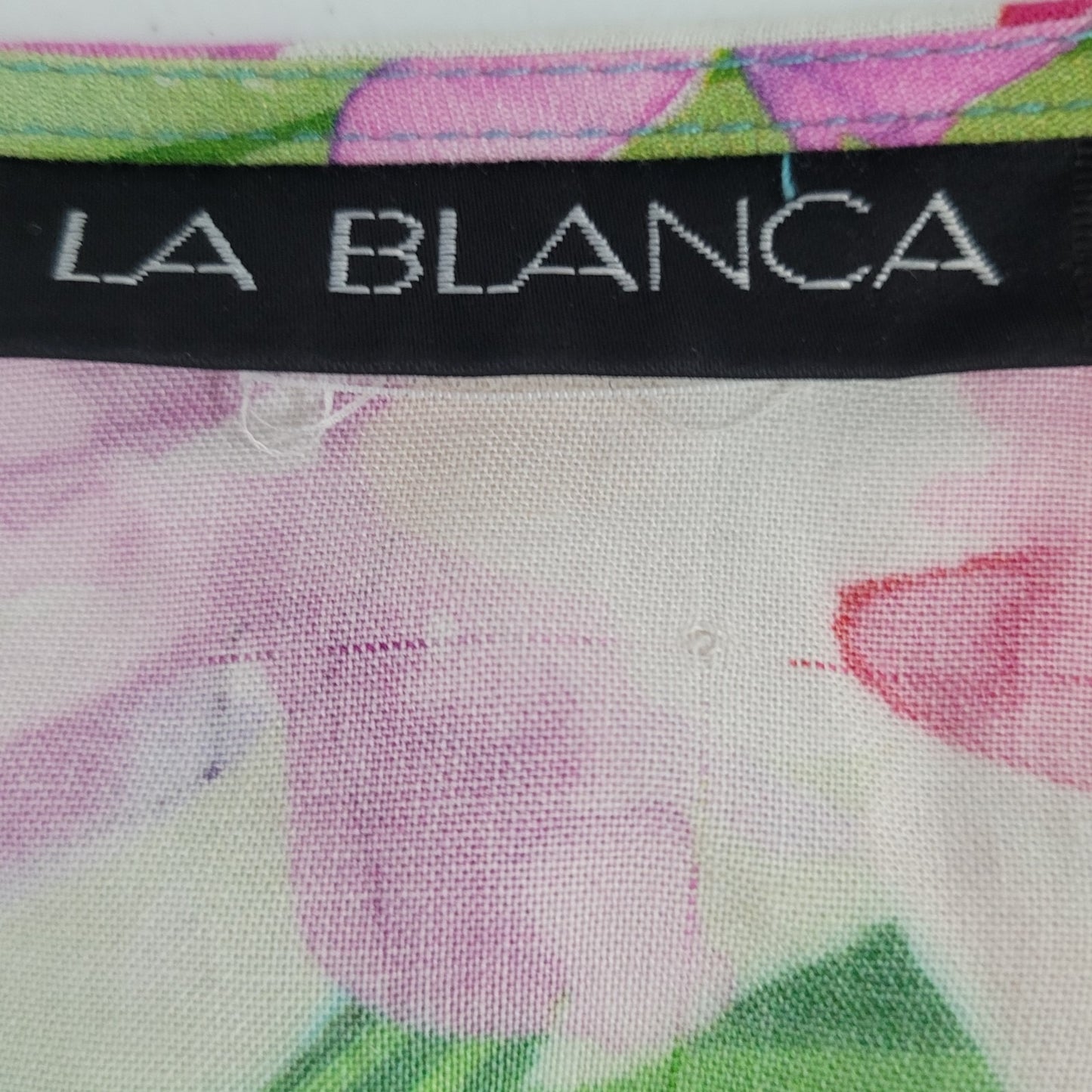 La Blanca Multicolor Tropical Floral Plunge Long Sleeve Pockets Dress Size 2XL