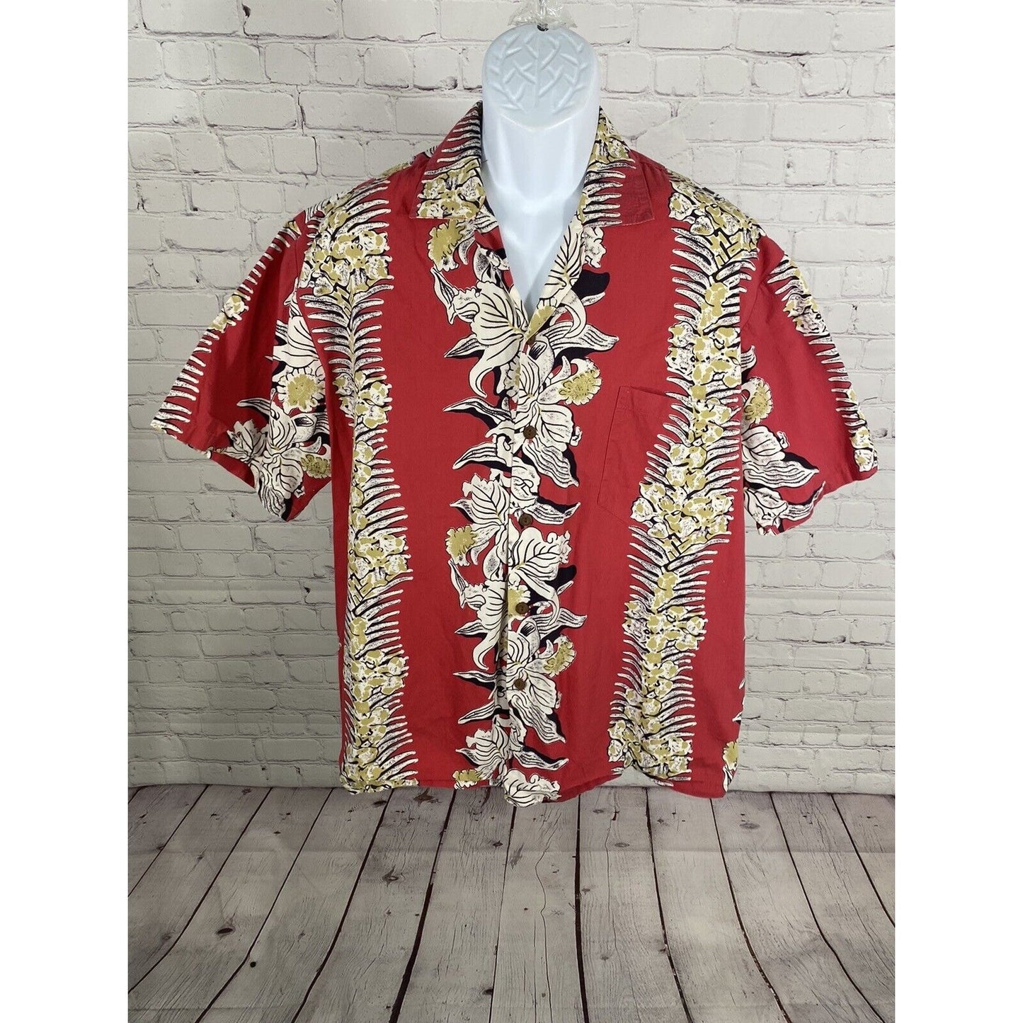 Steve & Barry’s Classic Hawaiian Short Sleeve Collared Button Up Shirt Men’s L