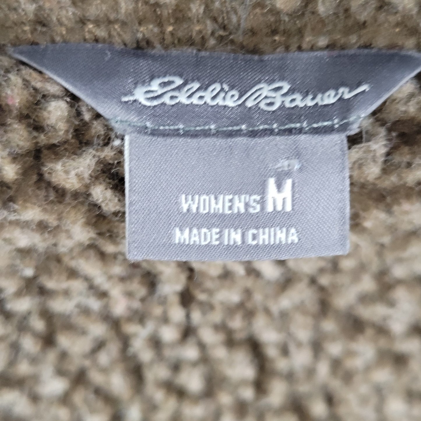 Eddie Bauer Grey Sherpa Lined Hooded Fur Trim Full Zip Jacket Size Medium M