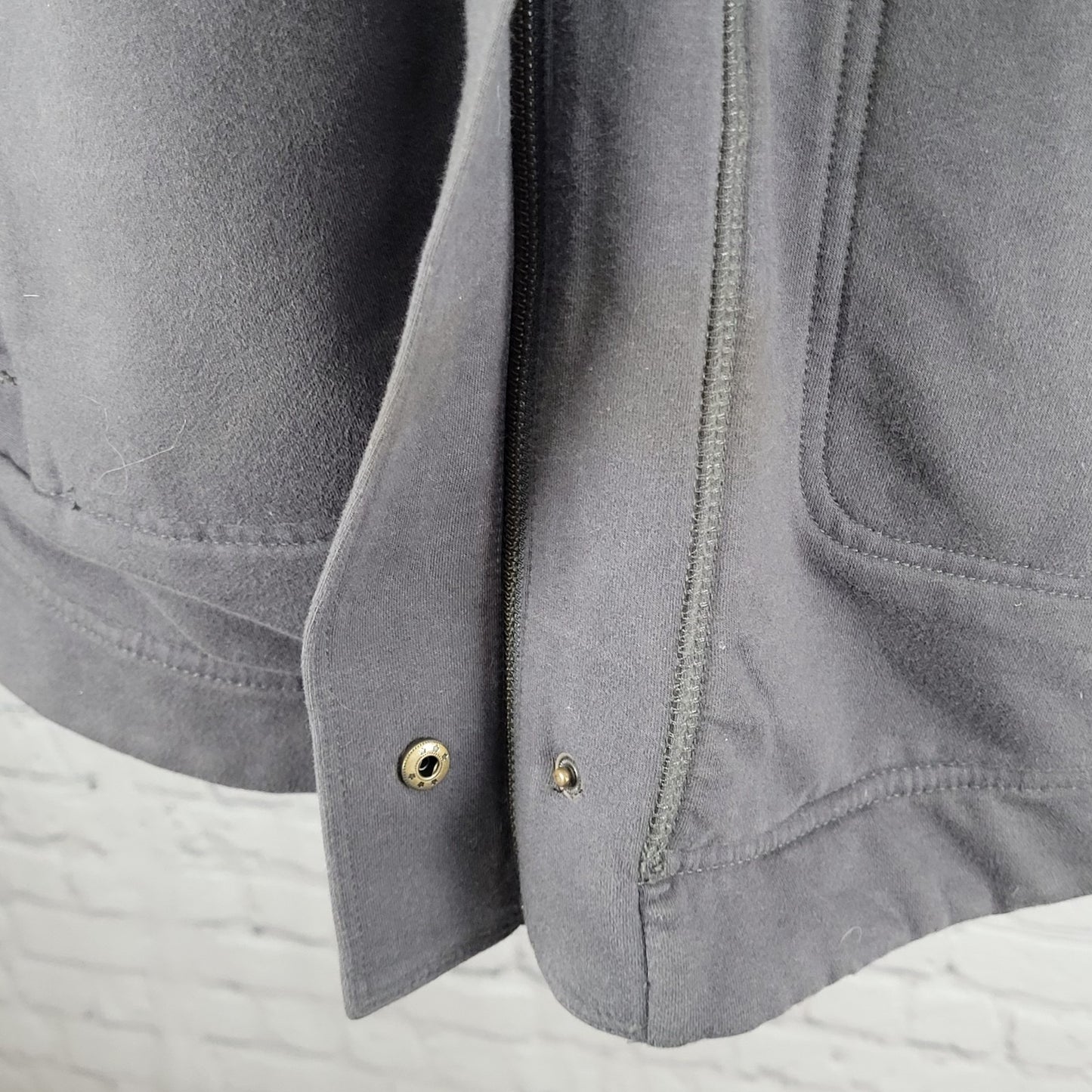 Eddie Bauer Grey Sherpa Lined Hooded Fur Trim Full Zip Jacket Size Medium M