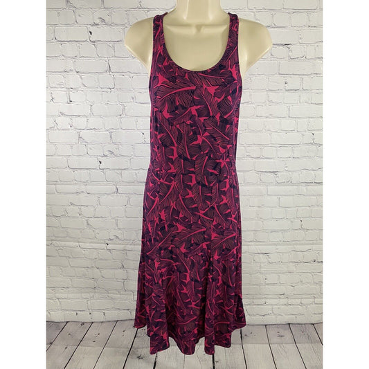 NWT Banana Republic Pink Blue Leafy Print Racerback Flowy Knee Length Dress XS