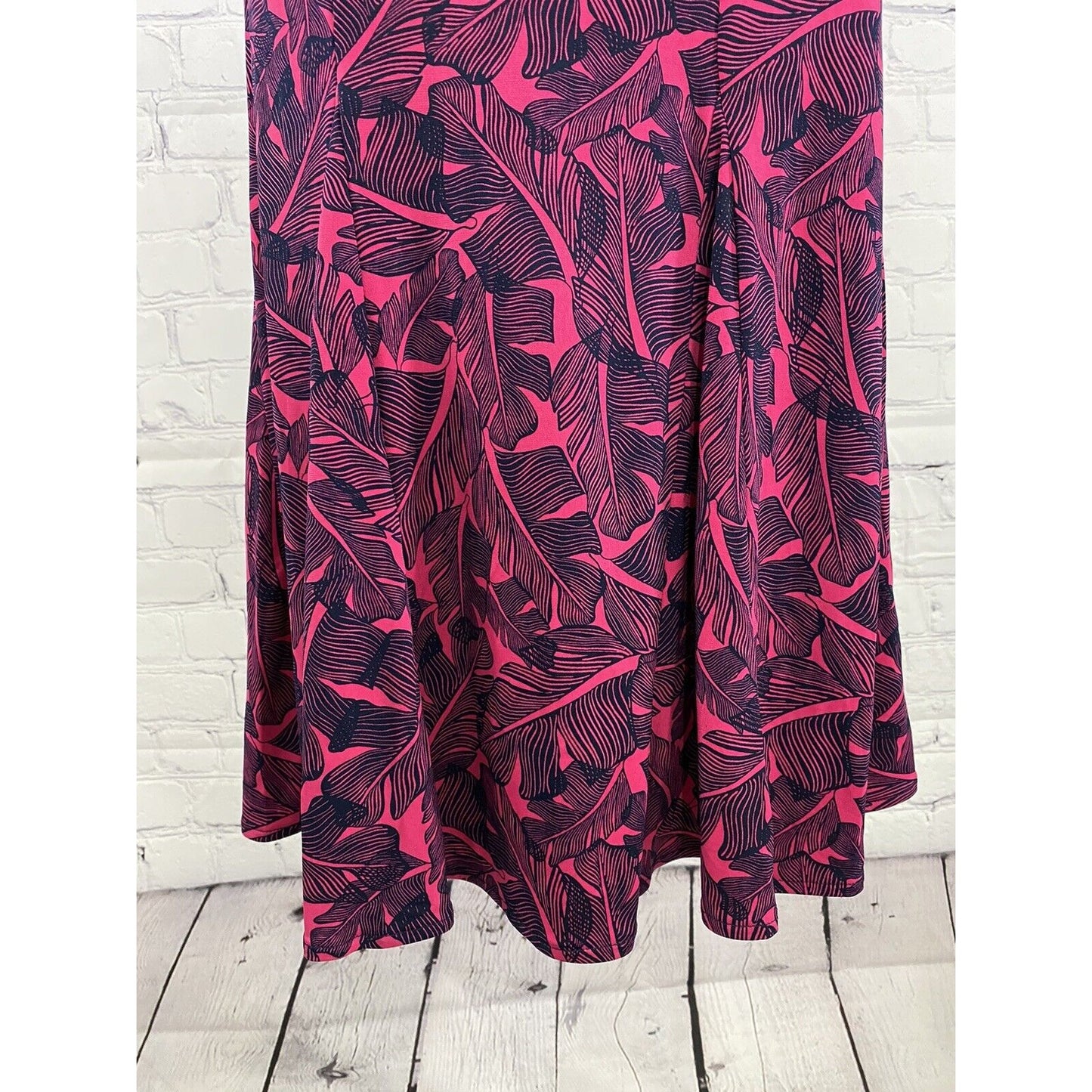 NWT Banana Republic Pink Blue Leafy Print Racerback Flowy Knee Length Dress XS