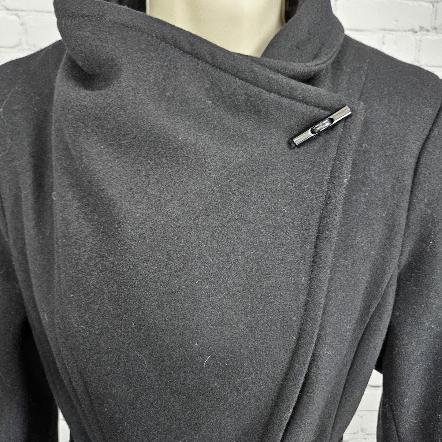 Calvin Klein Black Wool Blend Buttoned Belted Inner Pocket Over Coat Small S