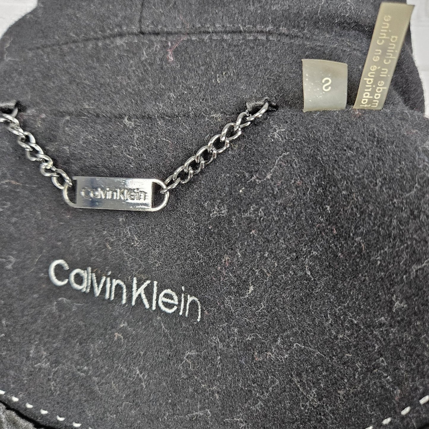 Calvin Klein Black Wool Blend Buttoned Belted Inner Pocket Over Coat Small S