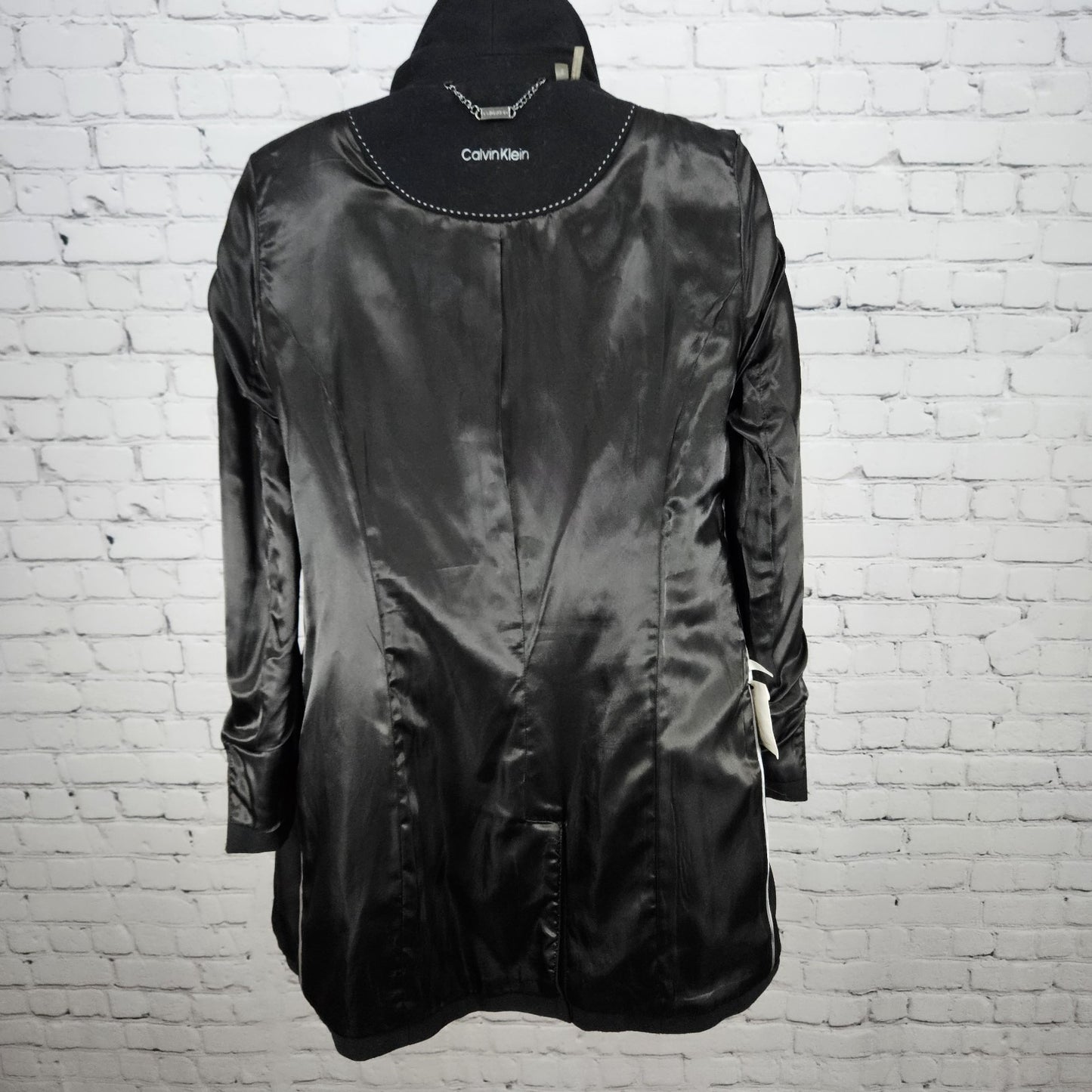 Calvin Klein Black Wool Blend Buttoned Belted Inner Pocket Over Coat Small S