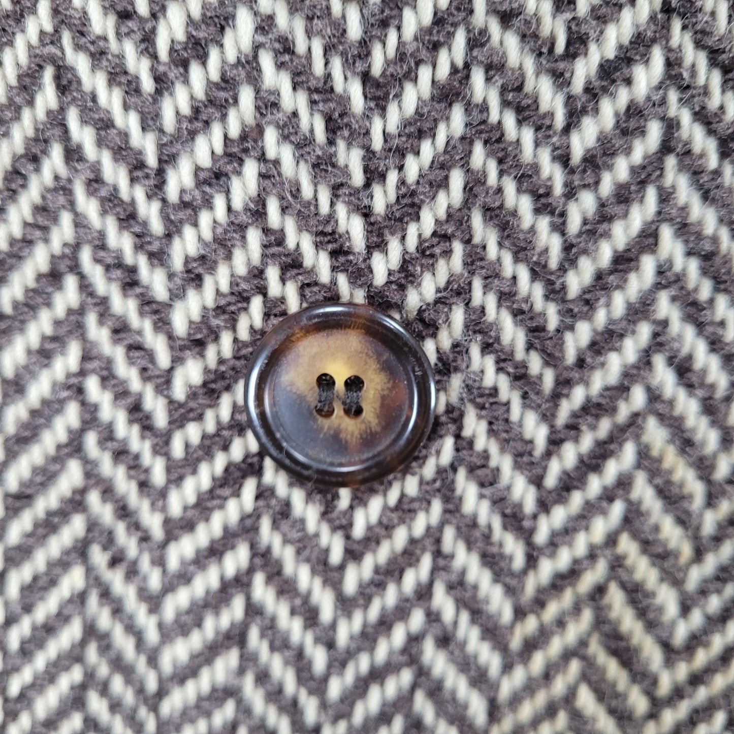 VTG Michael Kors Brown Wool Blend Herringbone Lined Pea Coat Italy Made Size 6