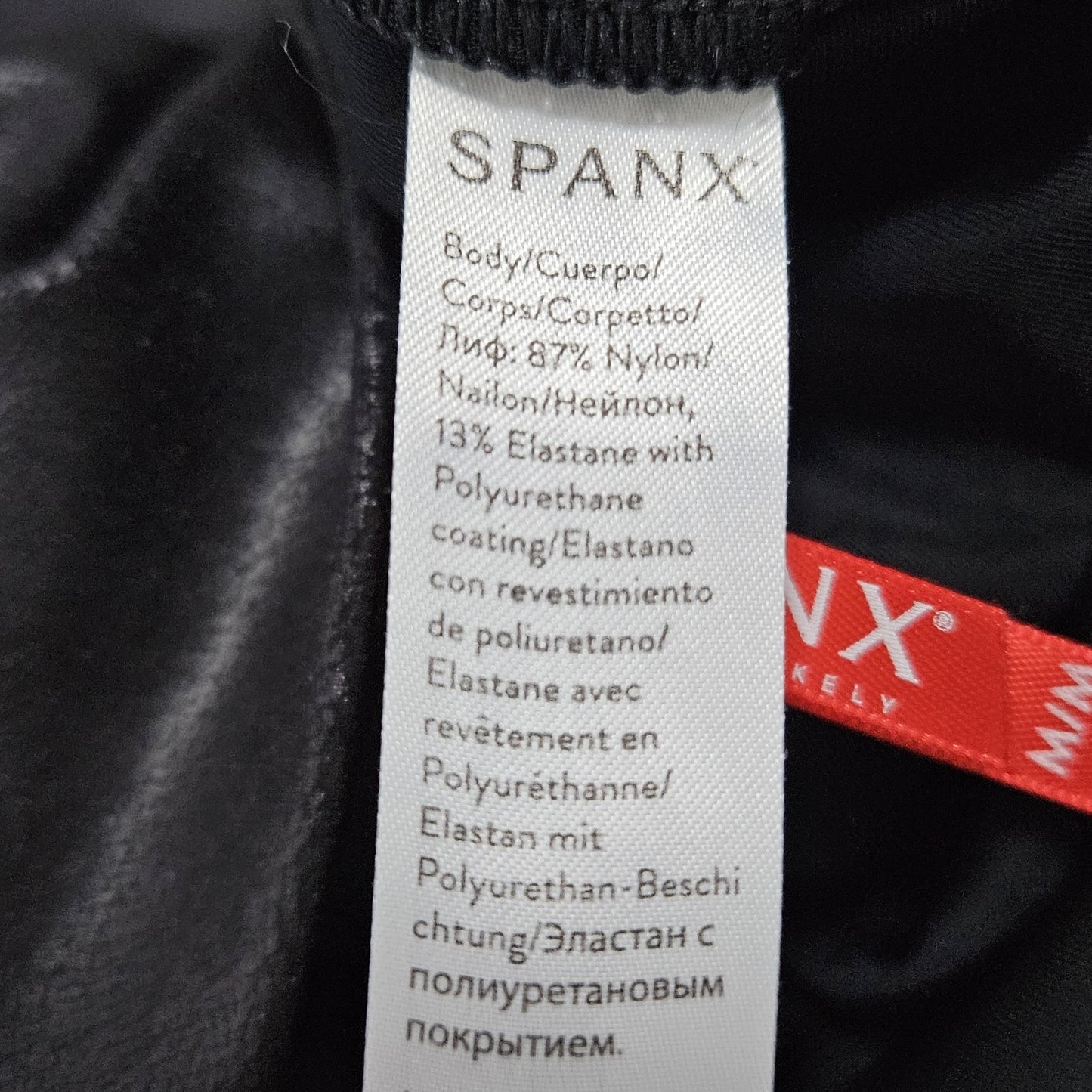 Spanx Black Coated Slimming Tummy Control Leggings Stretch Medium M (25x28)