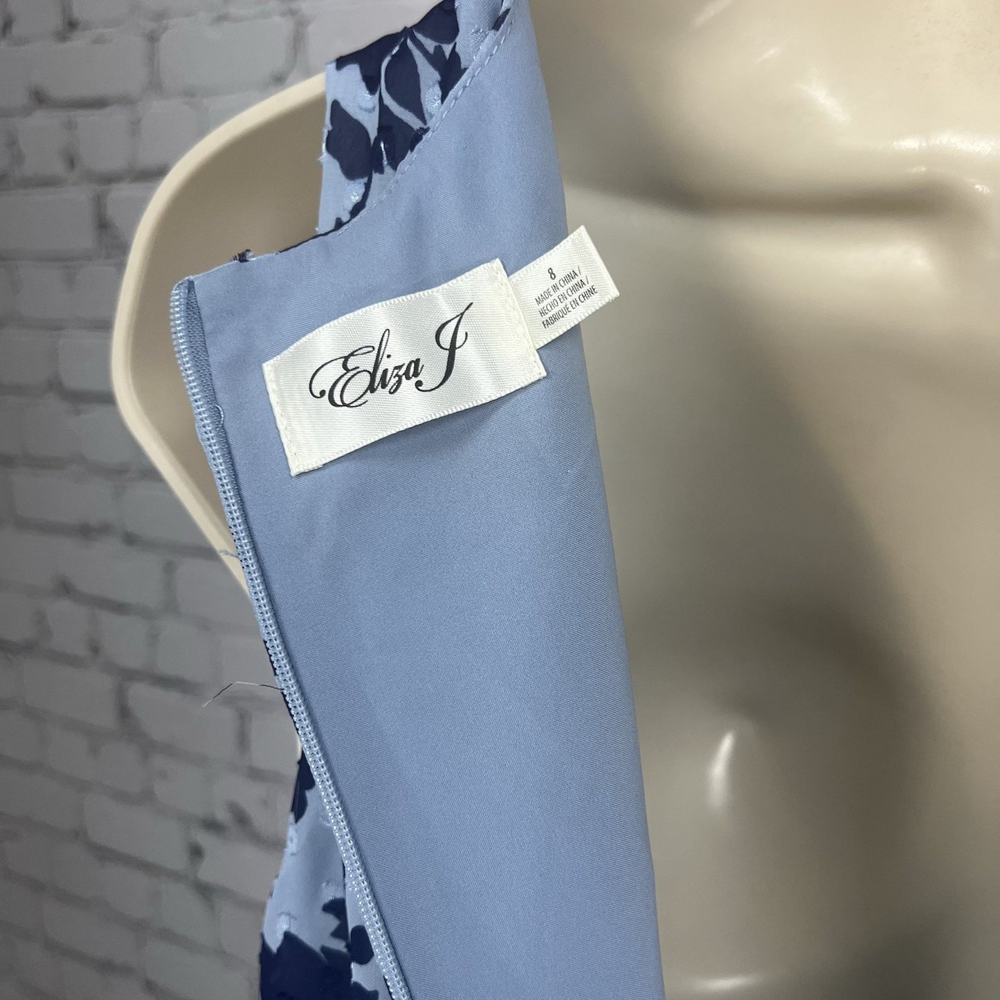 Eliza J Blue Macaw Bird Floral Sleeveless Textured Ruching Midi Trumpet Dress 8
