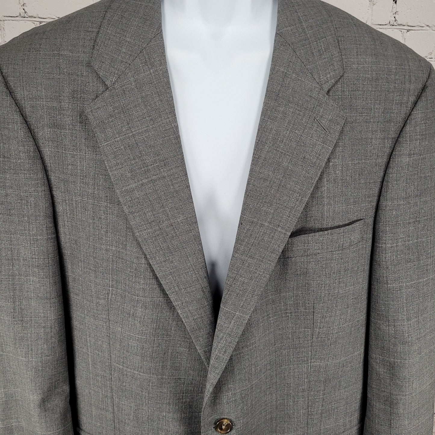 Chaps Ralph Lauren Grey 100% Wool Full Suit Set Jacket Size 46T Pants 39x31