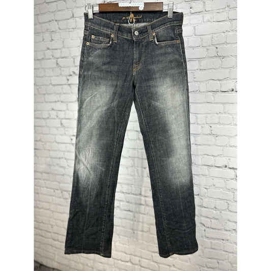 7 For All Mankind Dark Acid Wash USA Low Rise Bootcut Jeans Size 27 (27 X 29)