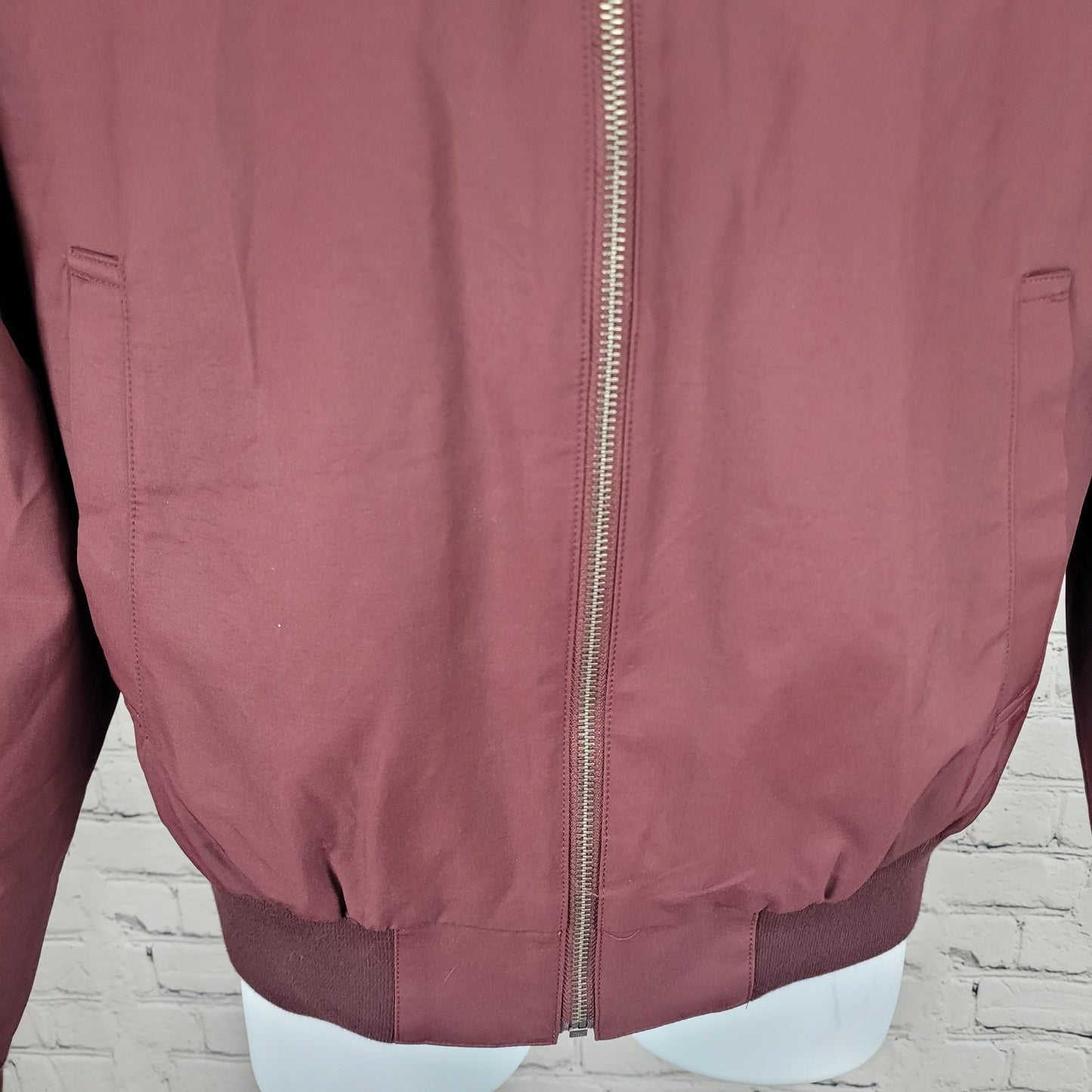 Bonobos Burgundy Lightweight Zip Lined Inner Pockets Bomber Jacket Small S