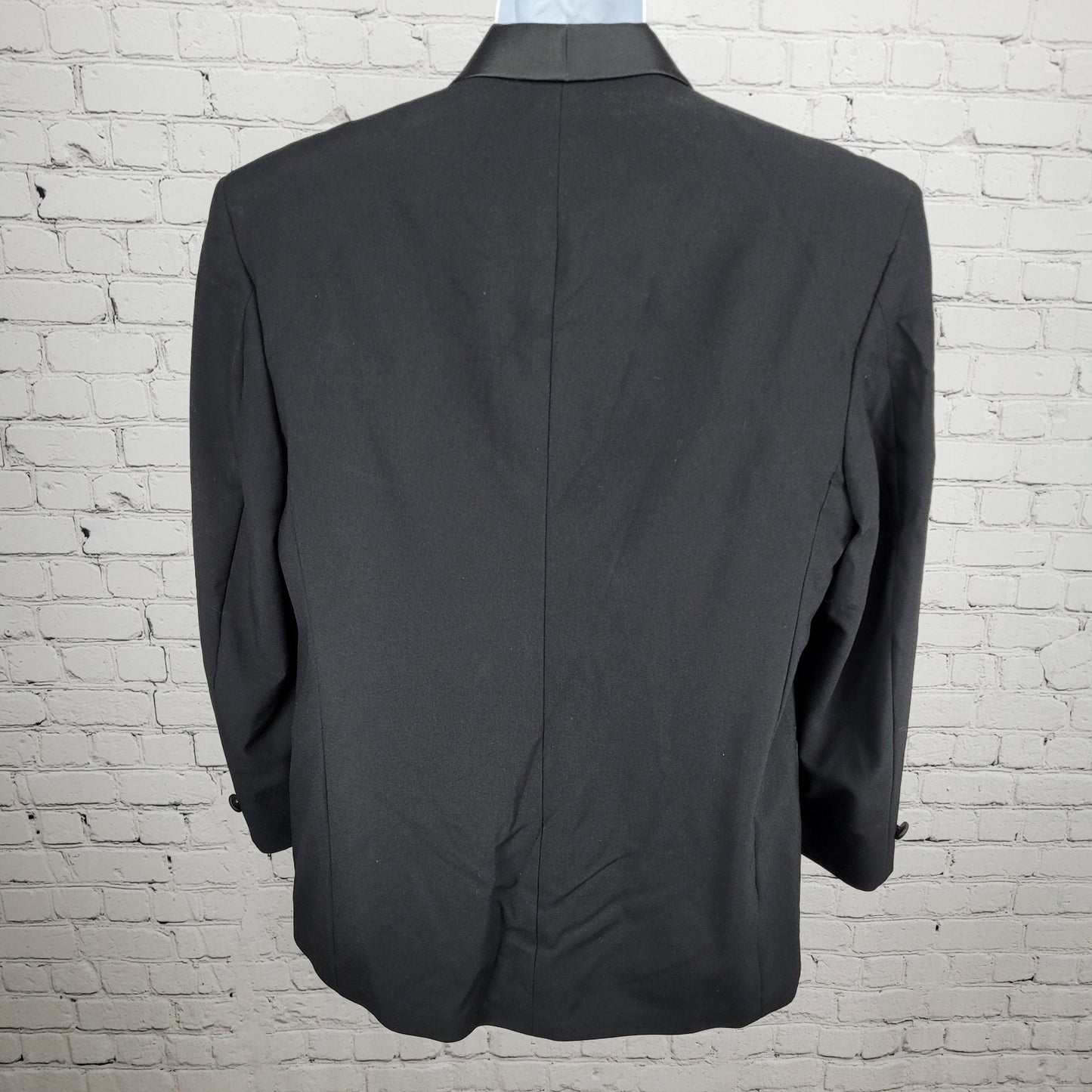 Fumagalli's Black 100% Wool Satin Shawl Lapel 3 Button Tuxedo Suit Jacket 44R