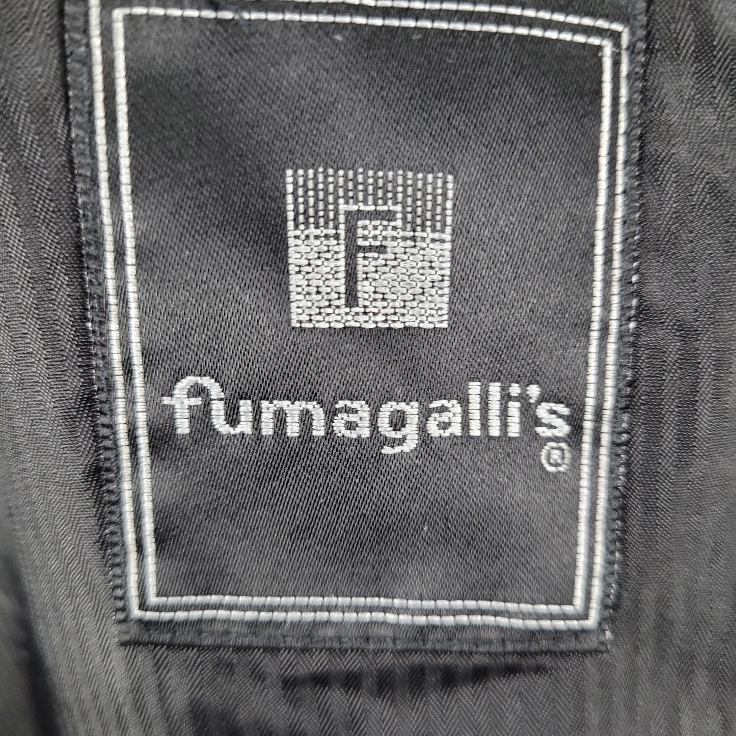 Fumagalli's Black 100% Wool Satin Shawl Lapel 3 Button Tuxedo Suit Jacket 44R