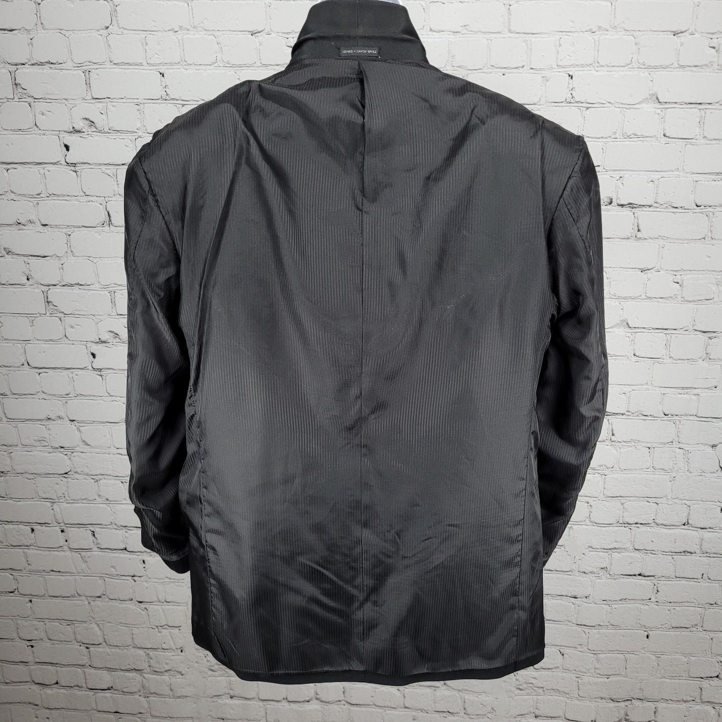 Fumagalli's Black 100% Wool Satin Shawl Lapel 3 Button Tuxedo Suit Jacket 44R