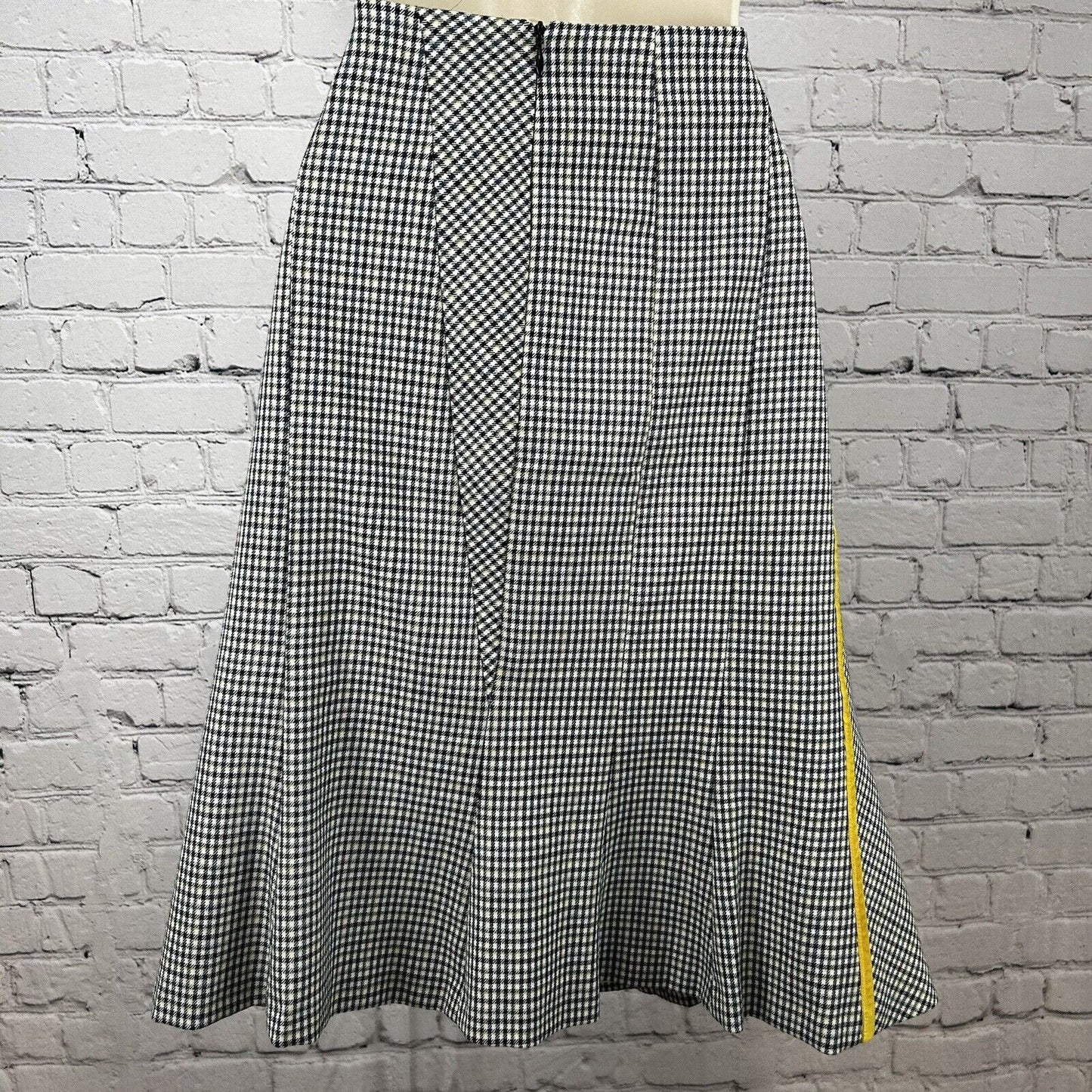 Womyn Made In US Wool Blue Yellow Plaid Fit Flare Zip Up Lined Midi Skirt Size 6
