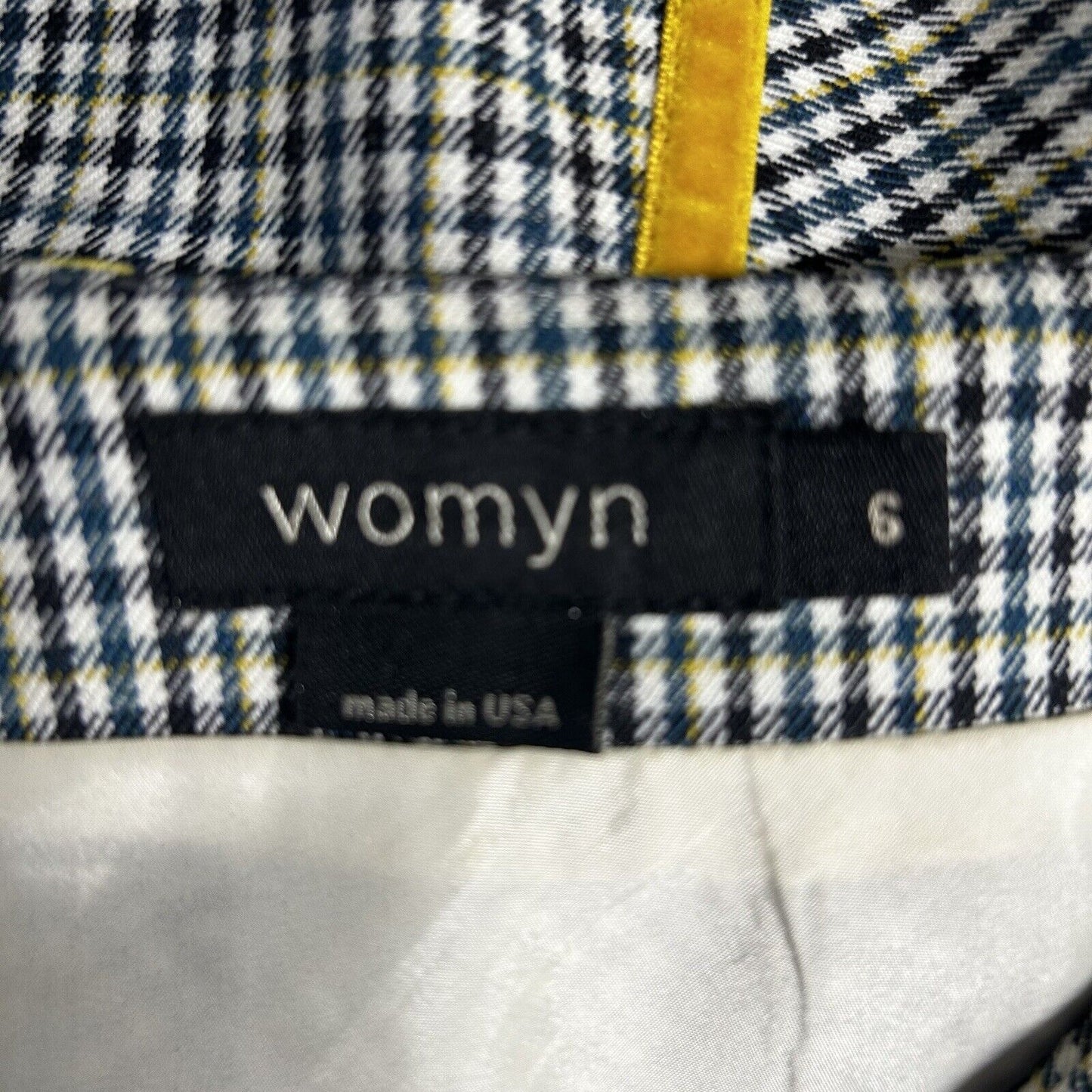 Womyn Made In US Wool Blue Yellow Plaid Fit Flare Zip Up Lined Midi Skirt Size 6
