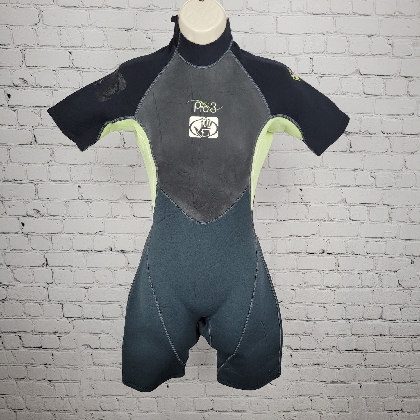 NWT Body Glove Black Green Pro 3 2.1mm Back Zip Shorty Springsuit Wetsuit 5/6