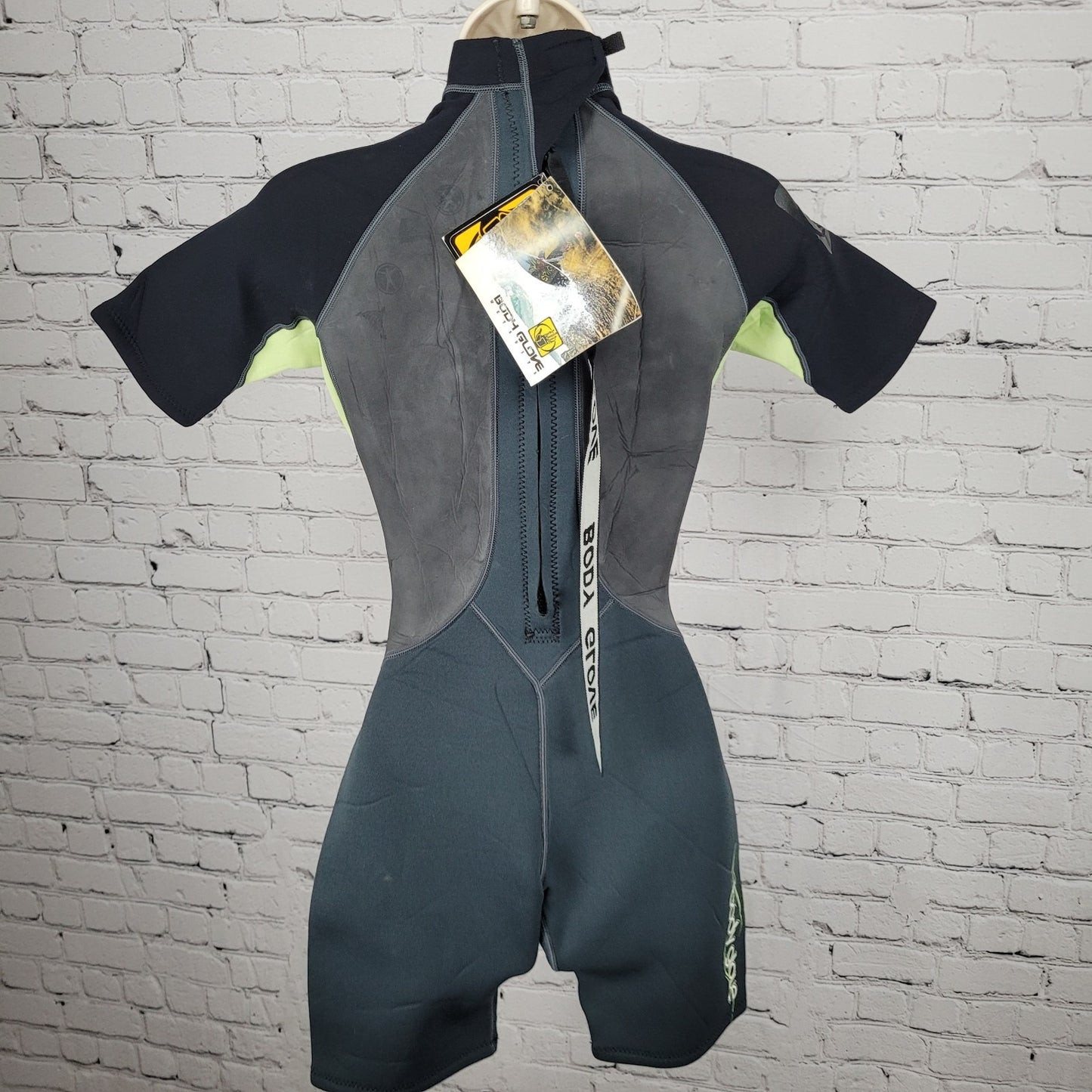 NWT Body Glove Black Green Pro 3 2.1mm Back Zip Shorty Springsuit Wetsuit 5/6