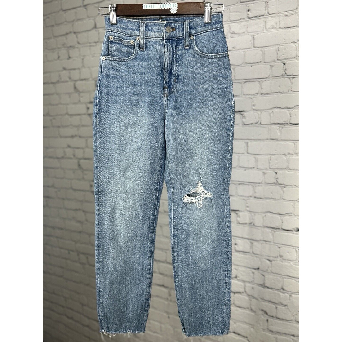 Madewell The Perfect Vintage Jean Blue Light Wash Distressed Jeans Size (24X25)
