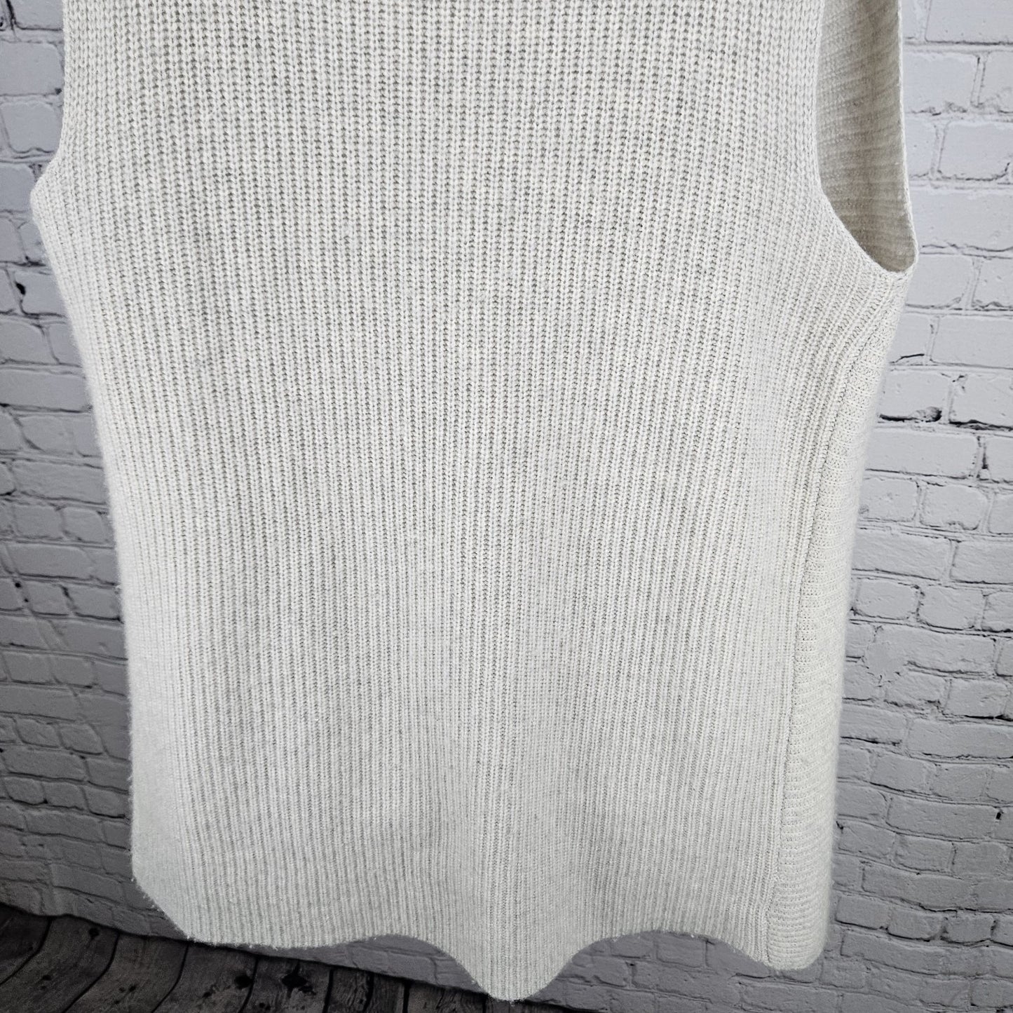 C By Bloomingdales Beige Knit Sleeveless Shawl Collar Open Cardigan Small S