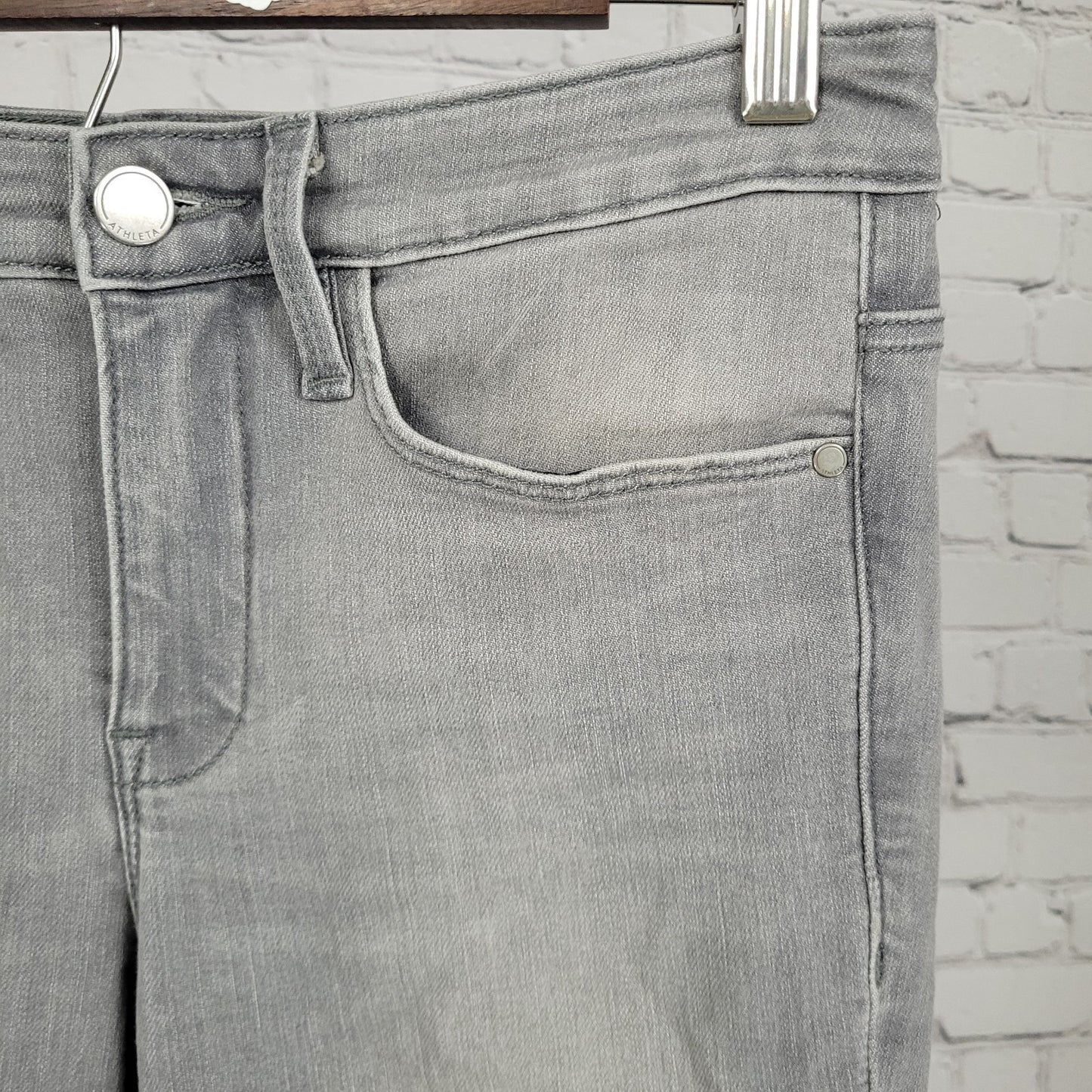 Athleta Sculptek Grey Stretch Mid Rise Performance Skinny Jeans Size 6 (29x29.5)