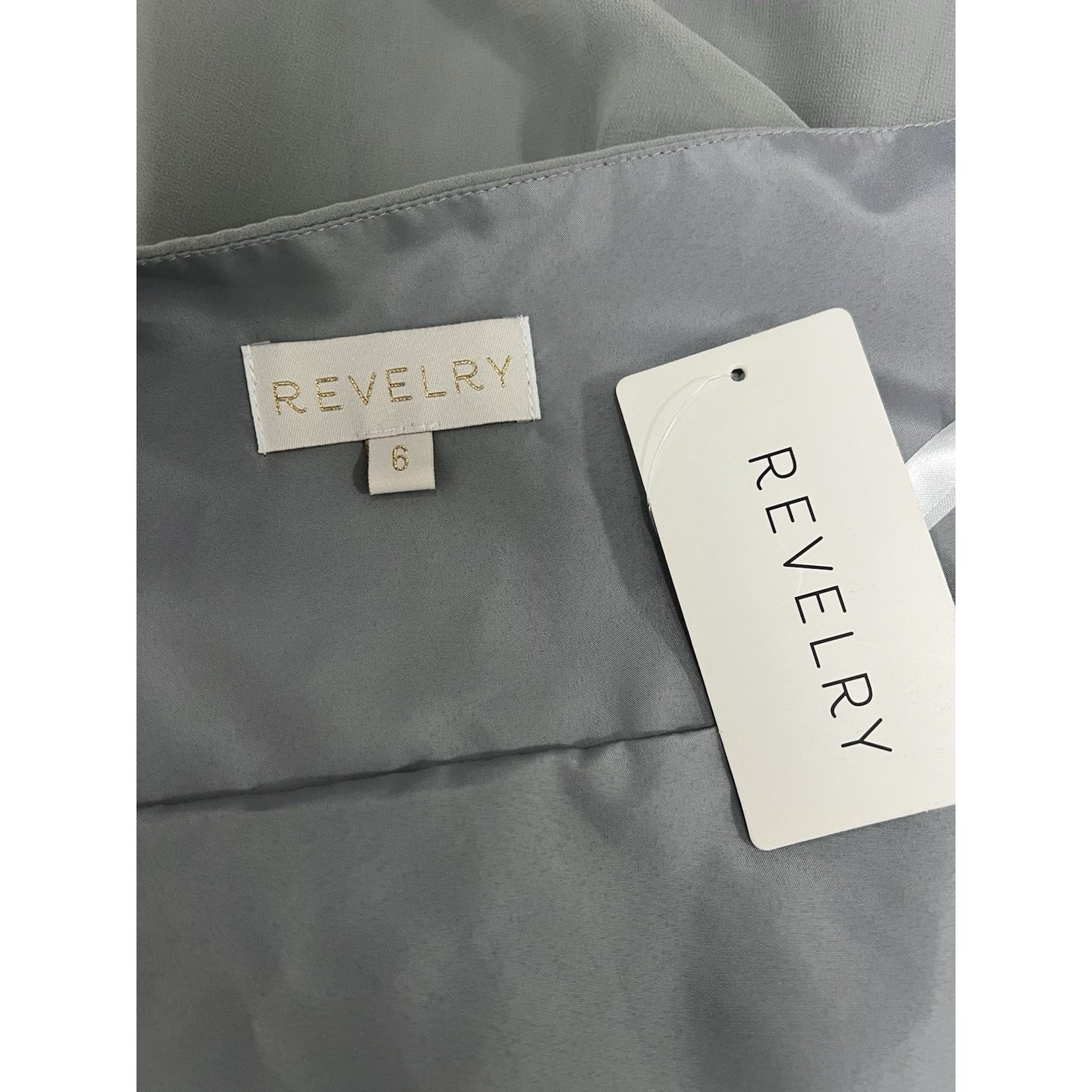 NWD Revelry Platinum Grey Hannah Chiffon Faux Wrap Slit Petite Maxi Long Dress 6