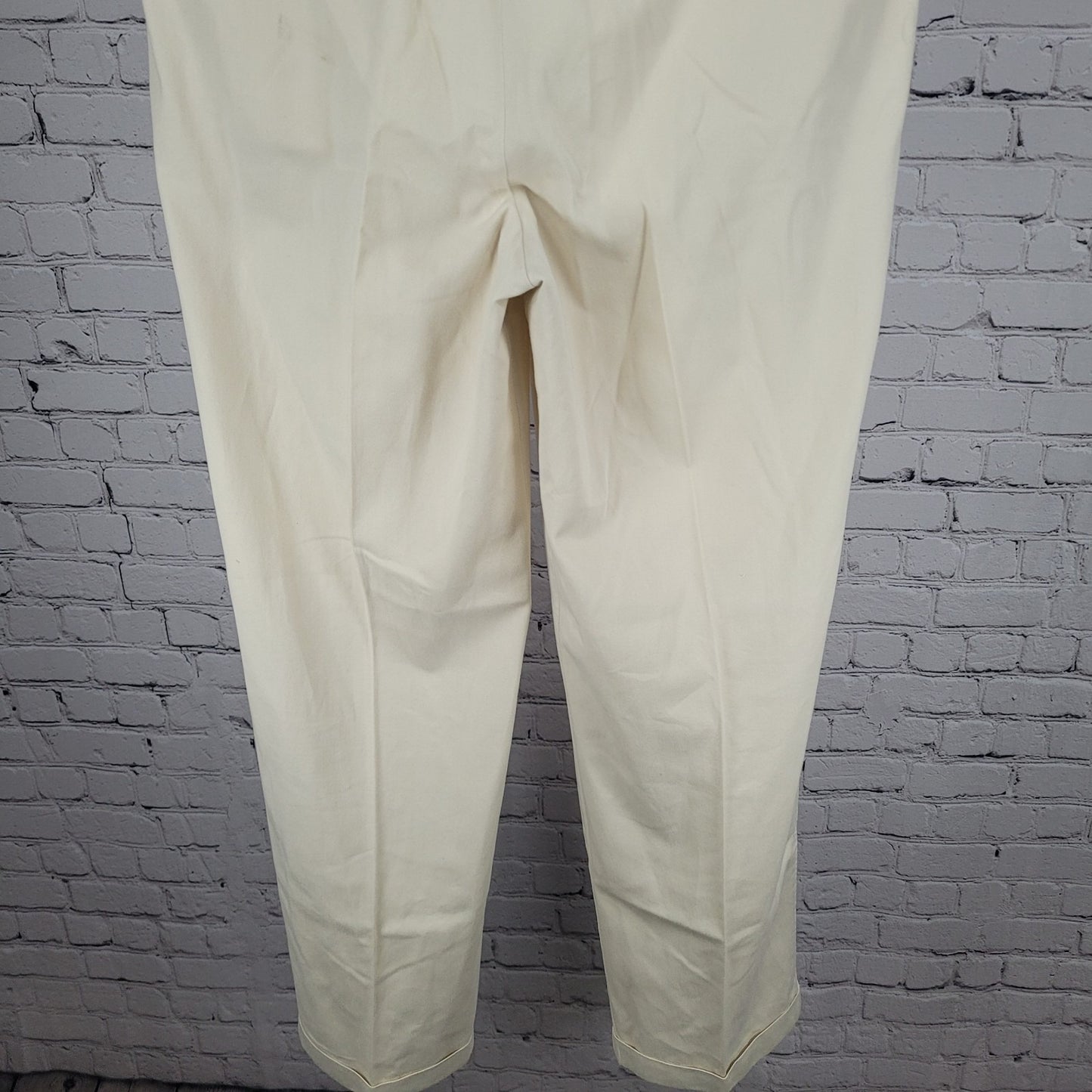 VTG Ermenegildo Zegna Ivory Cotton Pleated Chino Pants Italy Size 54 XL (35x31)