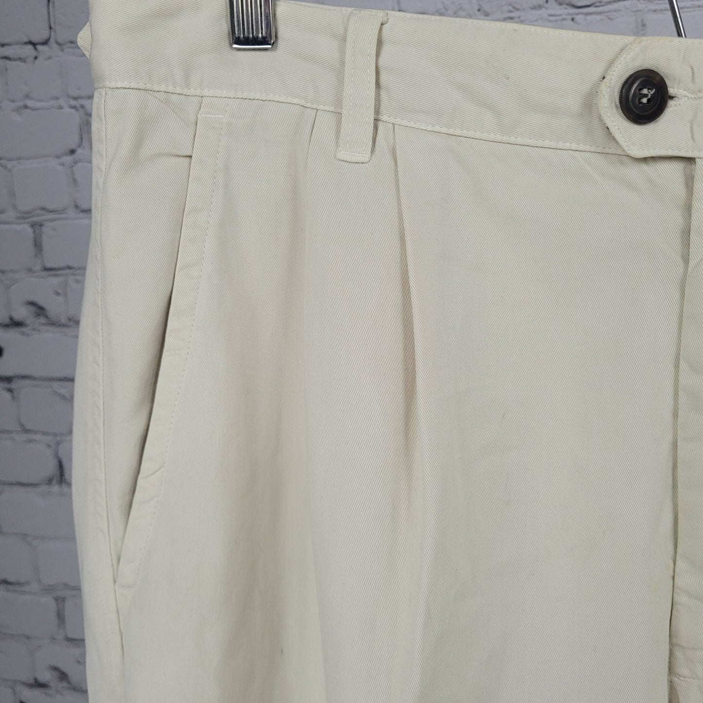 VTG Ermenegildo Zegna Ivory Cotton Pleated Chino Pants Italy Size 54 XL (35x31)