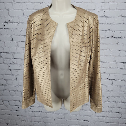 Yvonne Marie Gold Genuine Leather Open Unlined Jacket Size Small S